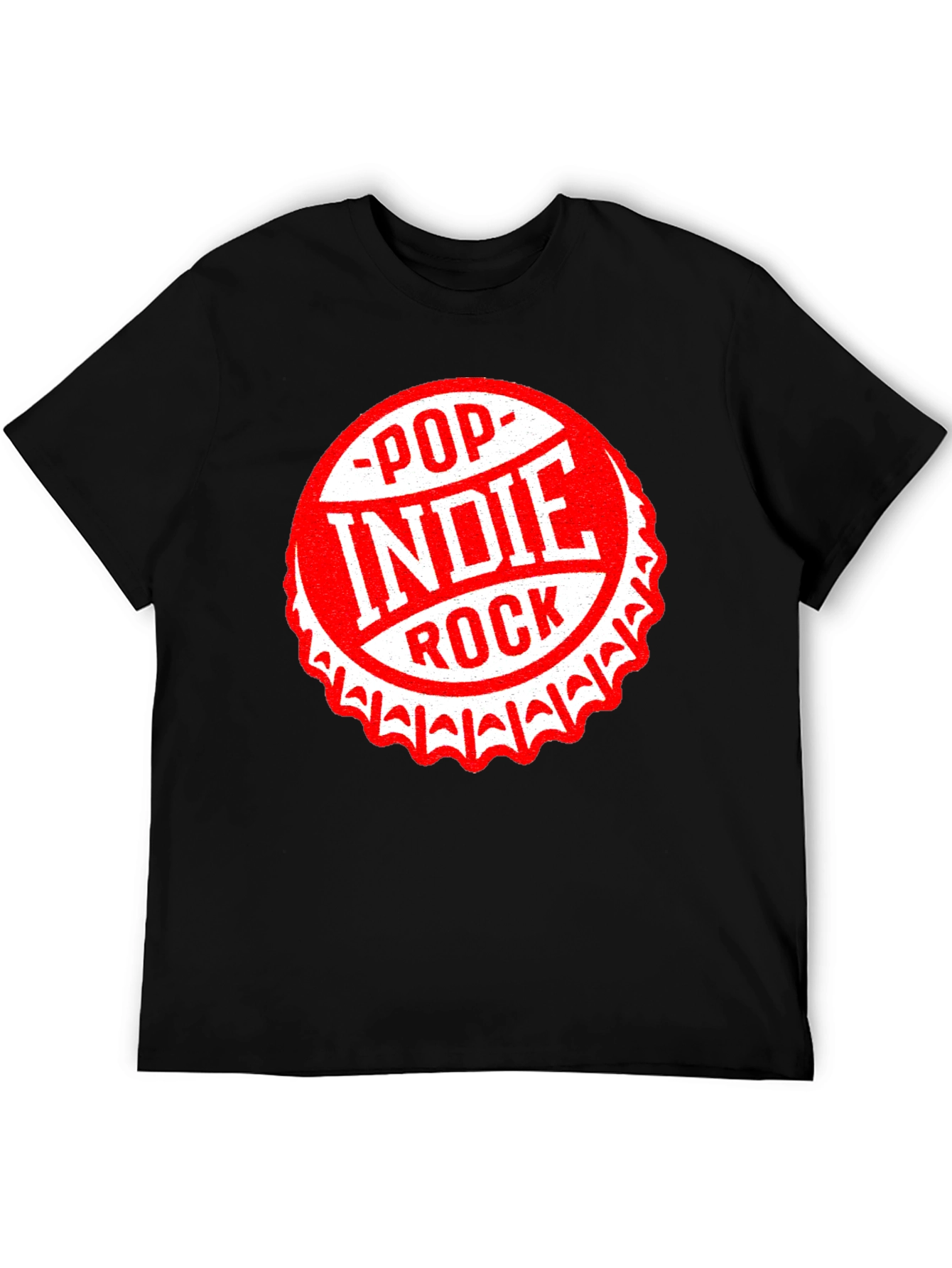 Black Pop Indie Rock Graphic Tee - Black Cotton T-Shirt view 5