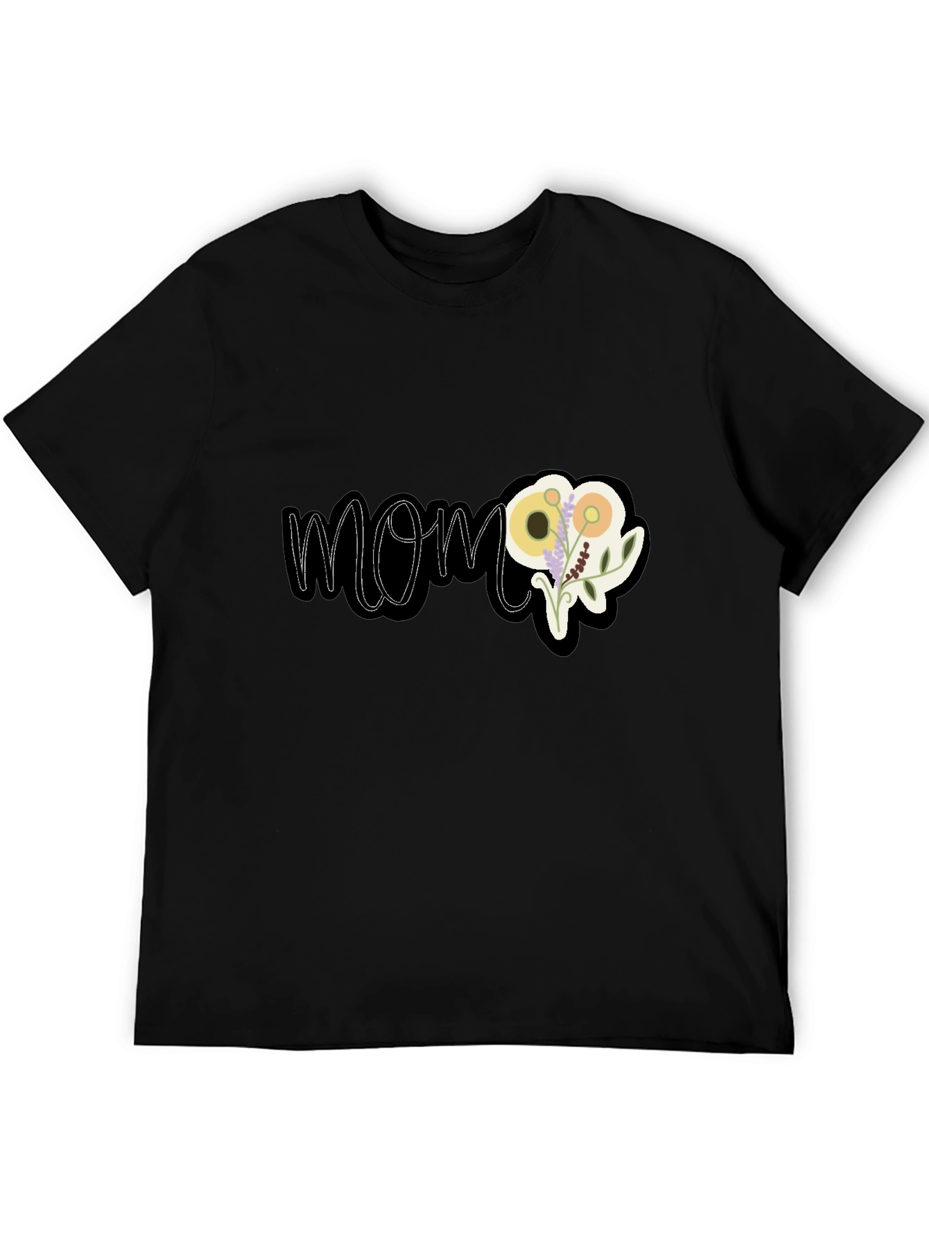 Black Floral MOM Graphic Black T-Shirt view 5