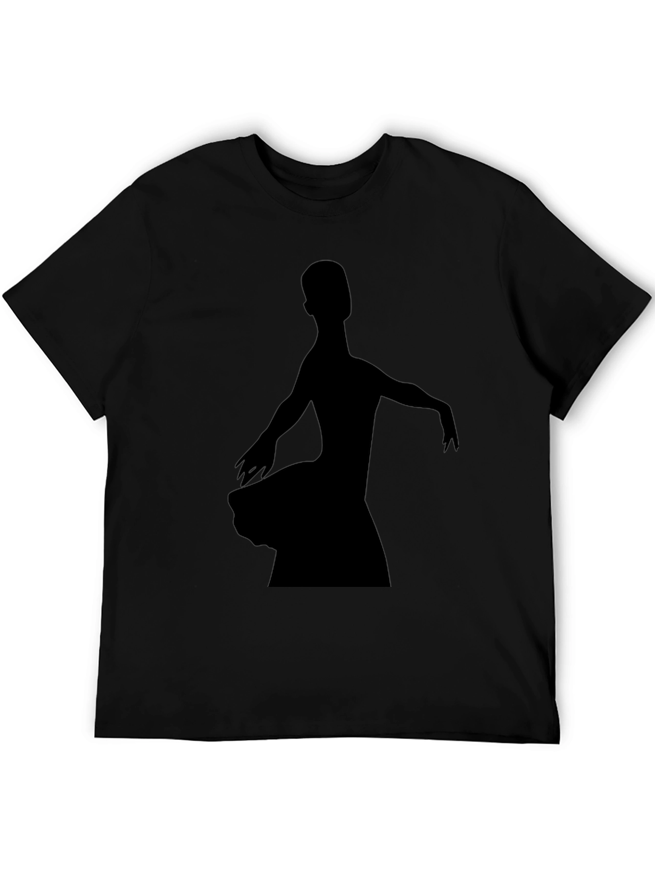 Black Ballerina Silhouette Graphic Tee - Black Cotton T-Shirt view 5