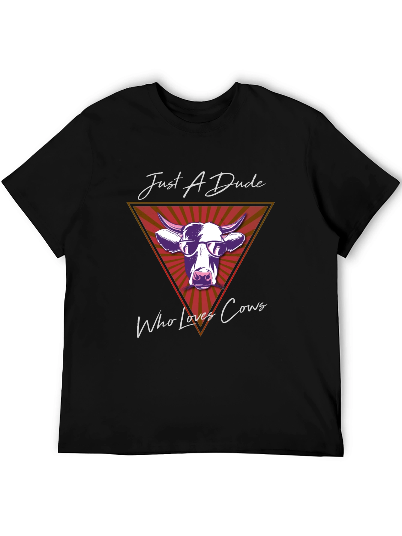 Black Just A Dude Who Loves Cows Graphic T-Shirt view 5