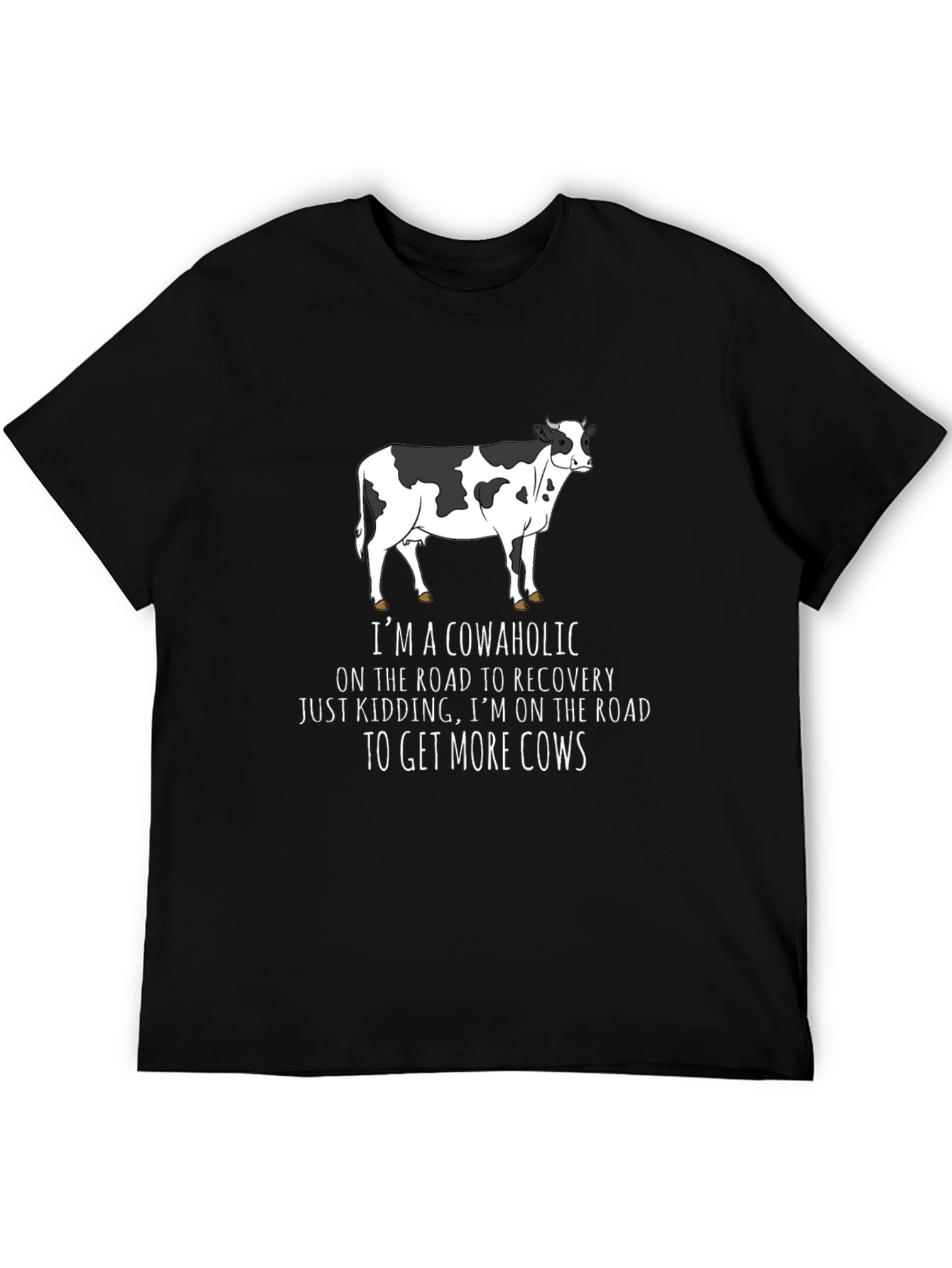 Black Cowaholic T-Shirt - Funny Cow Lover Tee view 5