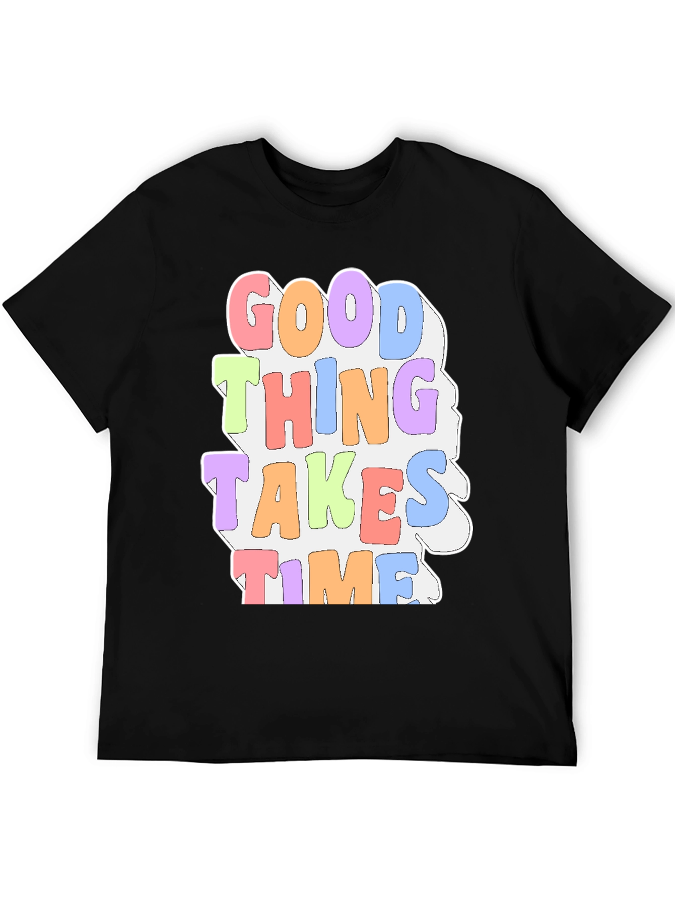 Black Good Things Take Time Graphic Tee view 5