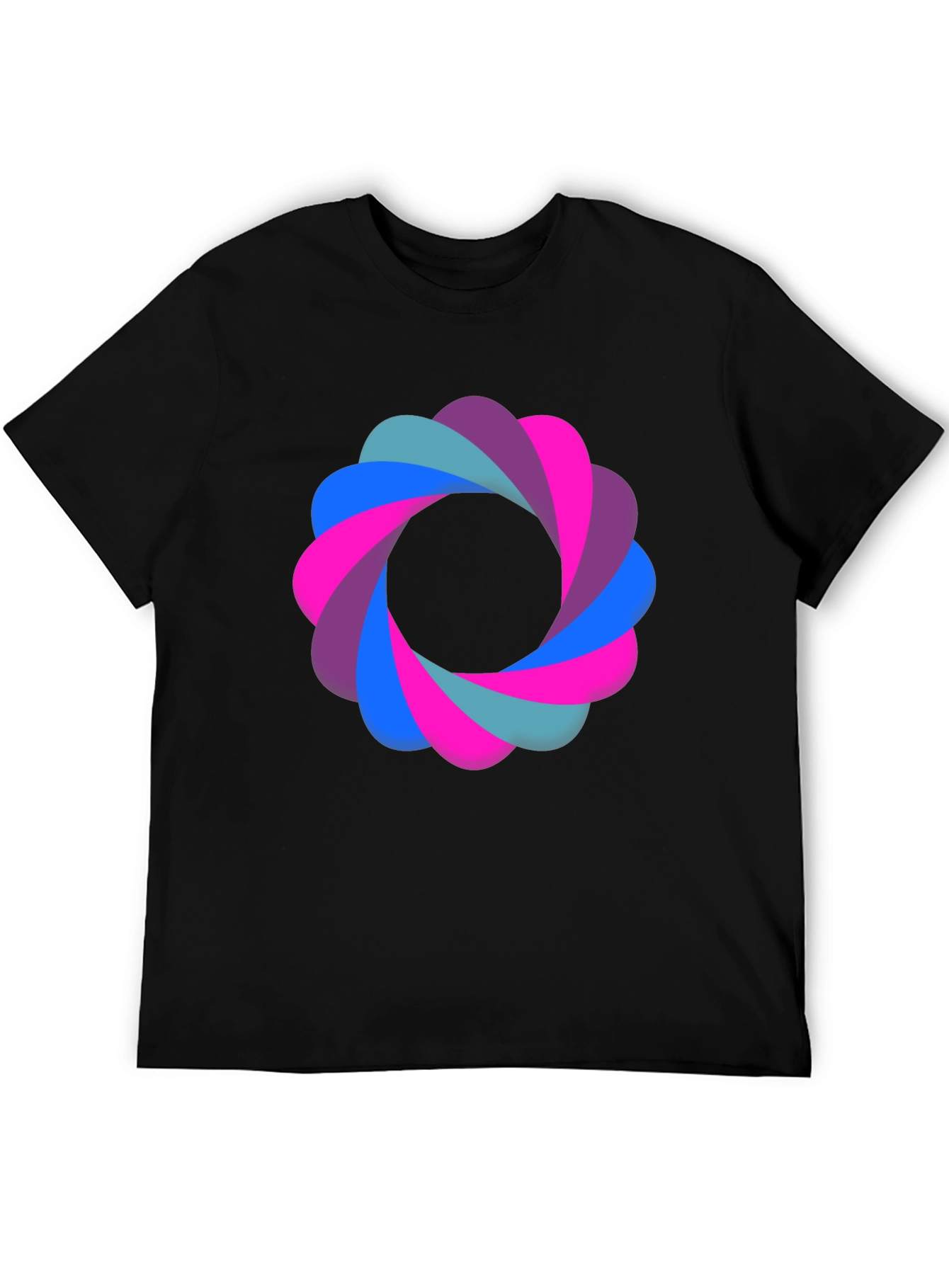 Black Abstract Flower Graphic Black T-Shirt view 5
