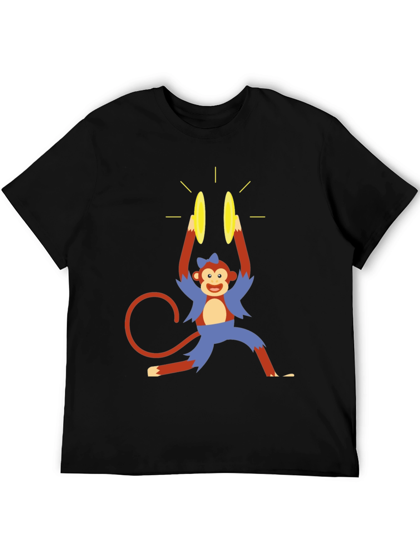 Black Monkey Cymbal T-Shirt - Funny Cartoon Design view 5