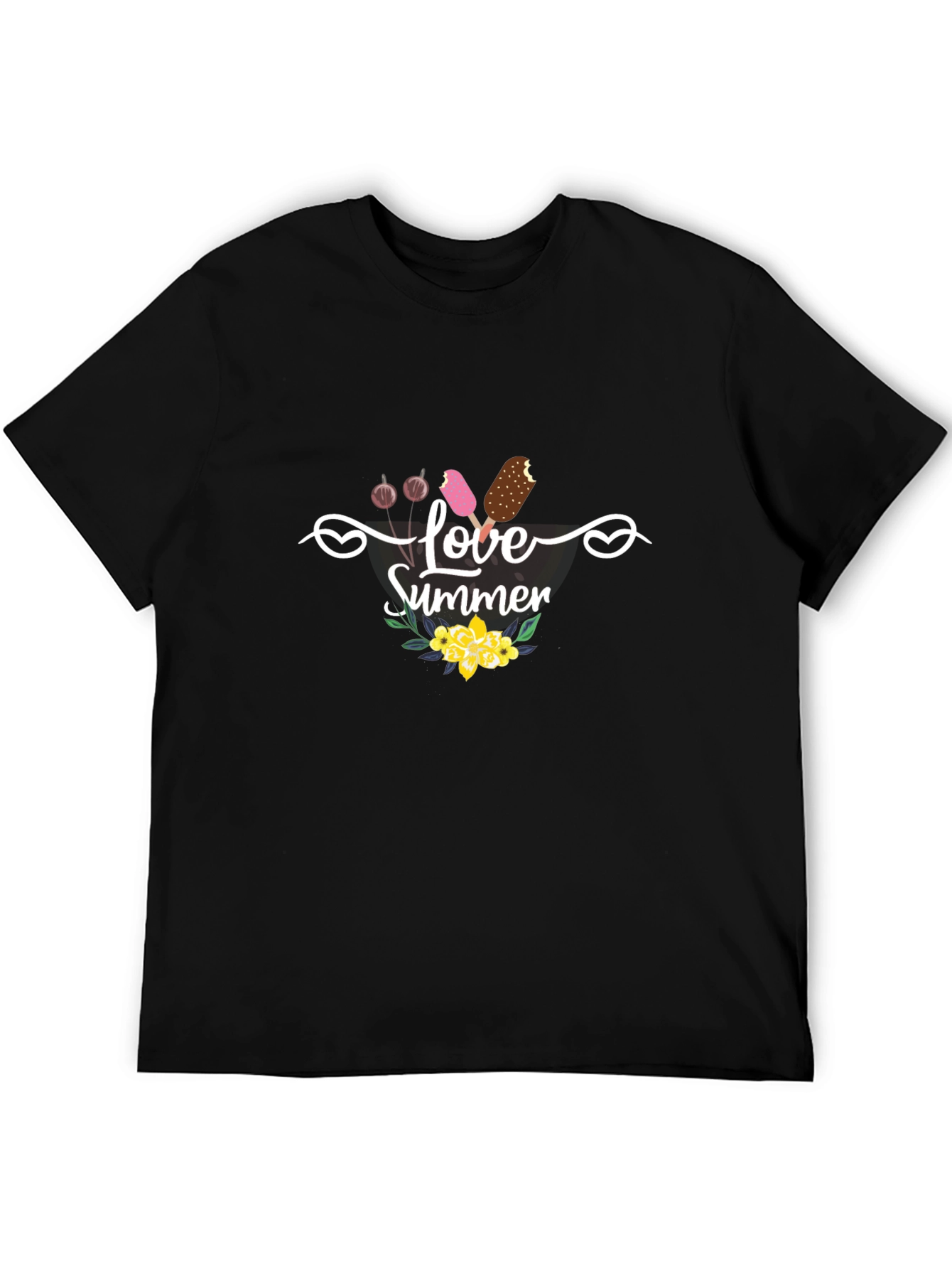 Black Love Summer Graphic Tee - Black Unisex T-Shirt view 5