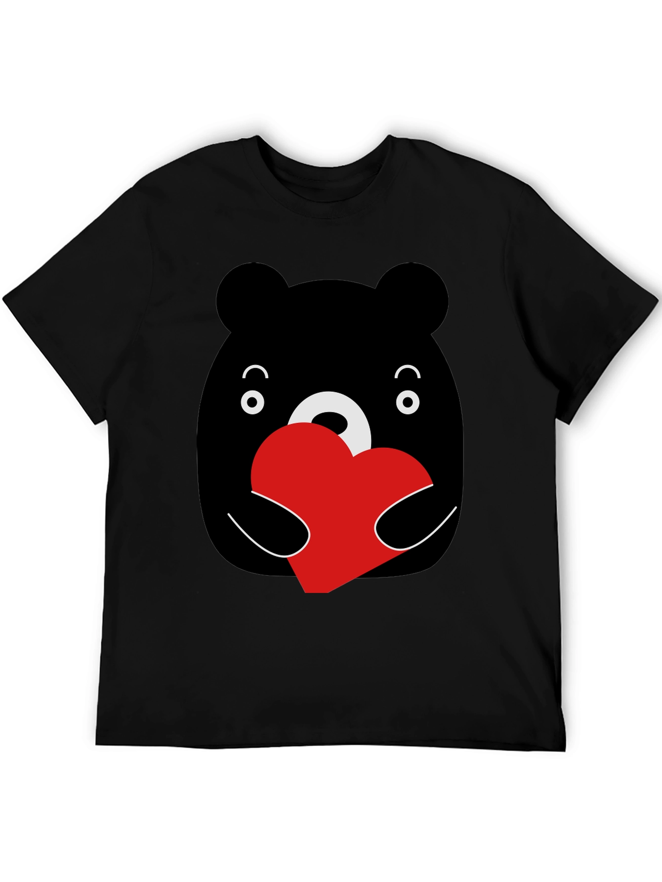 Black Bear Hug Heart Graphic Black T-Shirt view 5