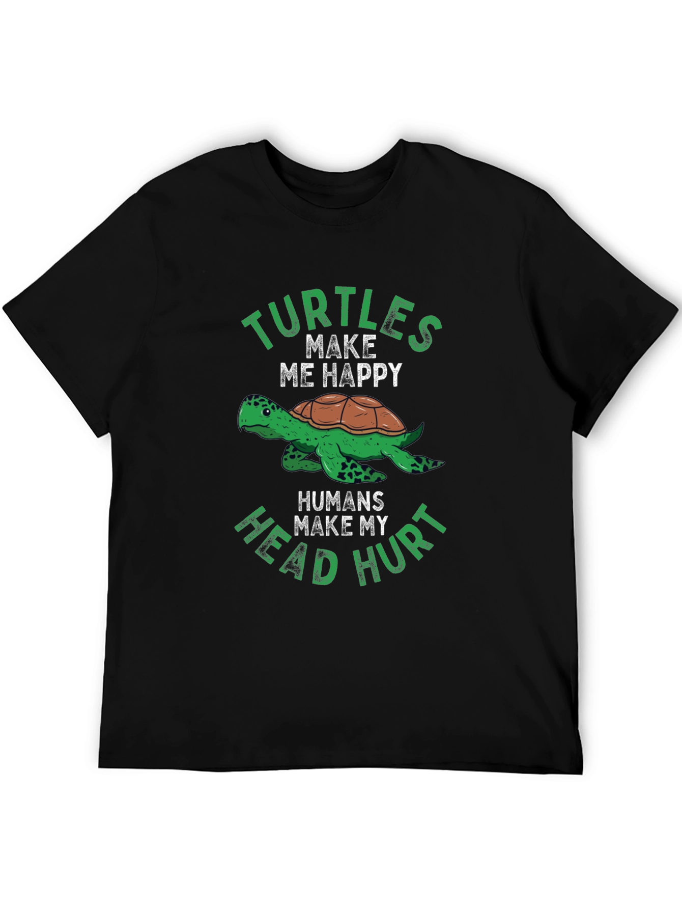Black Funny Turtle T-Shirt - Turtles Make Me Happy Tee view 5