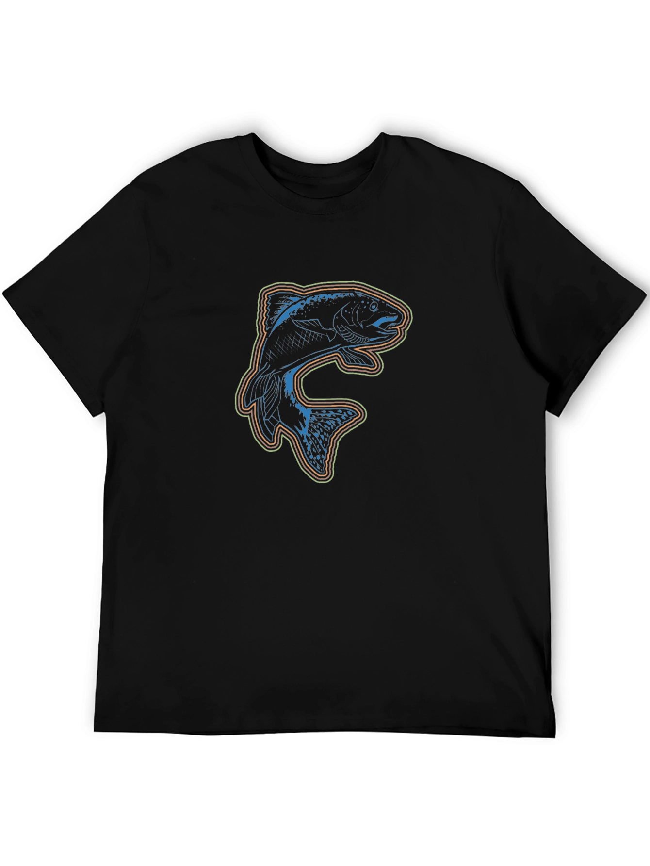 Black Stylish Fish Graphic Black T-Shirt view 5