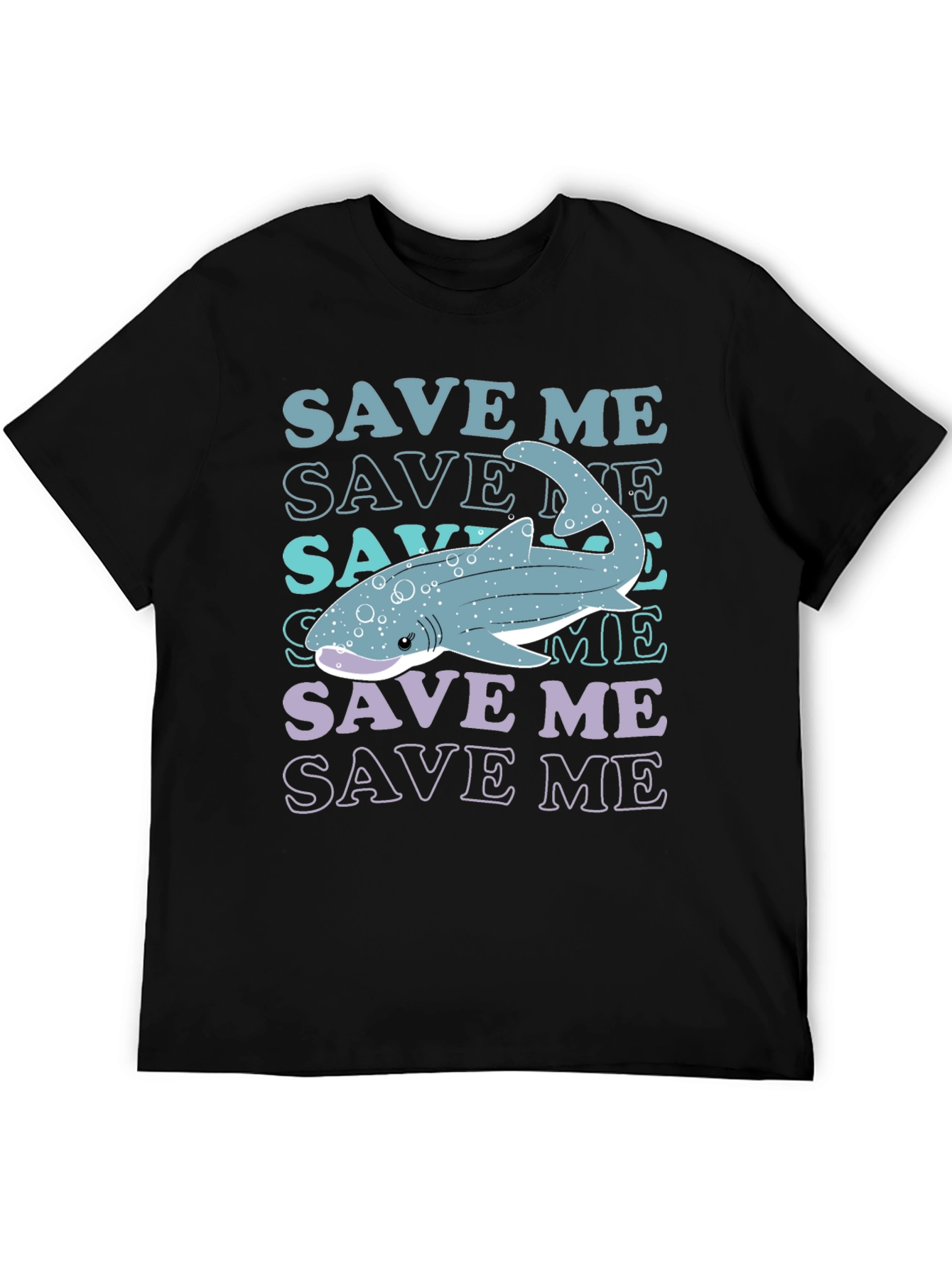 Black Save Me Whale Shark Graphic T-Shirt view 5