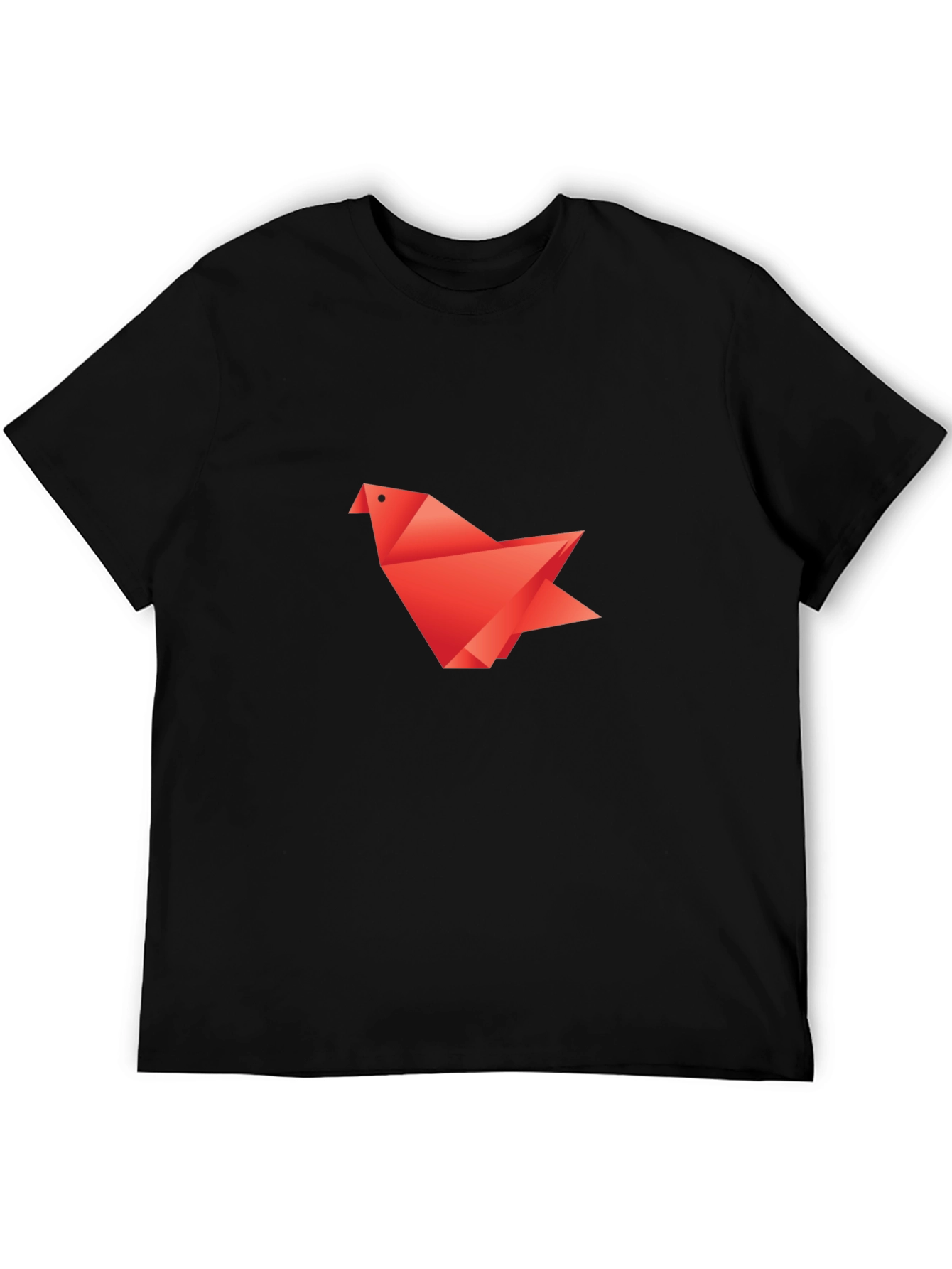 Black Origami Bird Black T-Shirt view 5