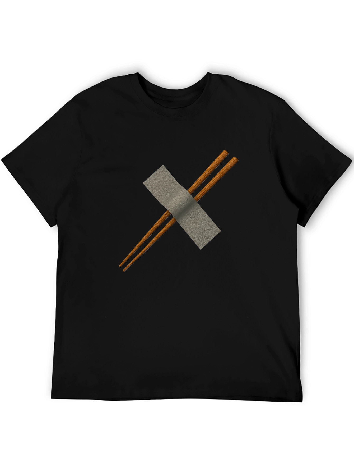 Black Chopsticks & Duct Tape Men's Black T-Shirt view 5