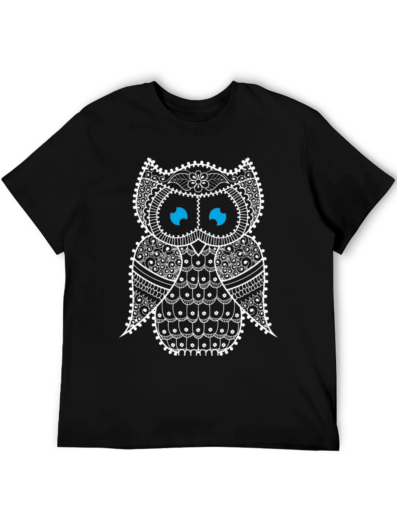 Black Owl Graphic Print Tee - Stylish Men's Black T-Shirt view 5