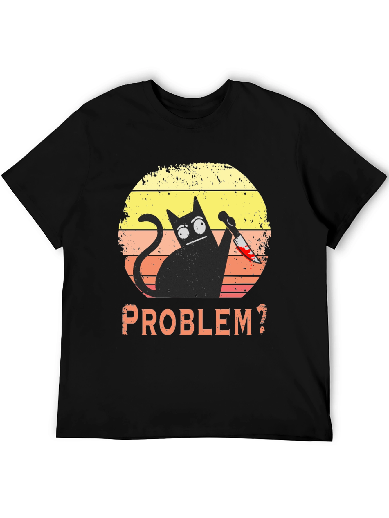 Black Problem Cat T-Shirt - Funny Graphic Tee view 5