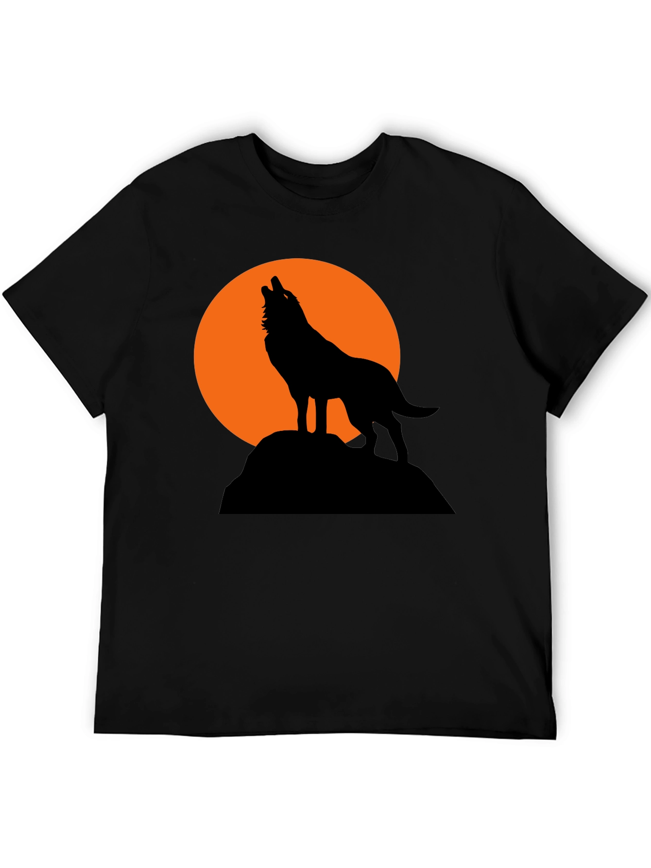 Black Wolf Howling at Moon Graphic T-Shirt view 5