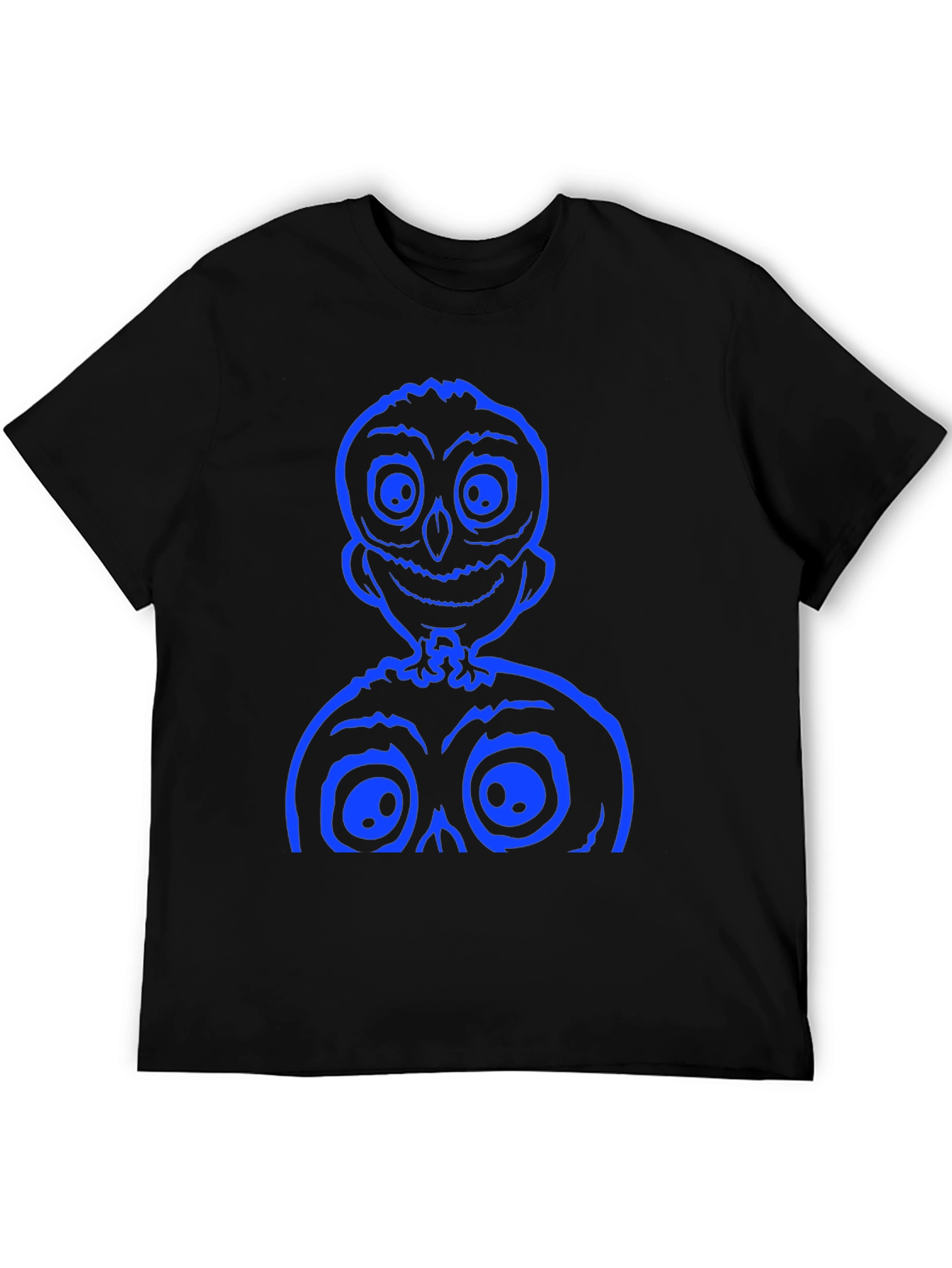 Black Spooky Cartoon Graphic Tee - Black Cotton Shirt view 5