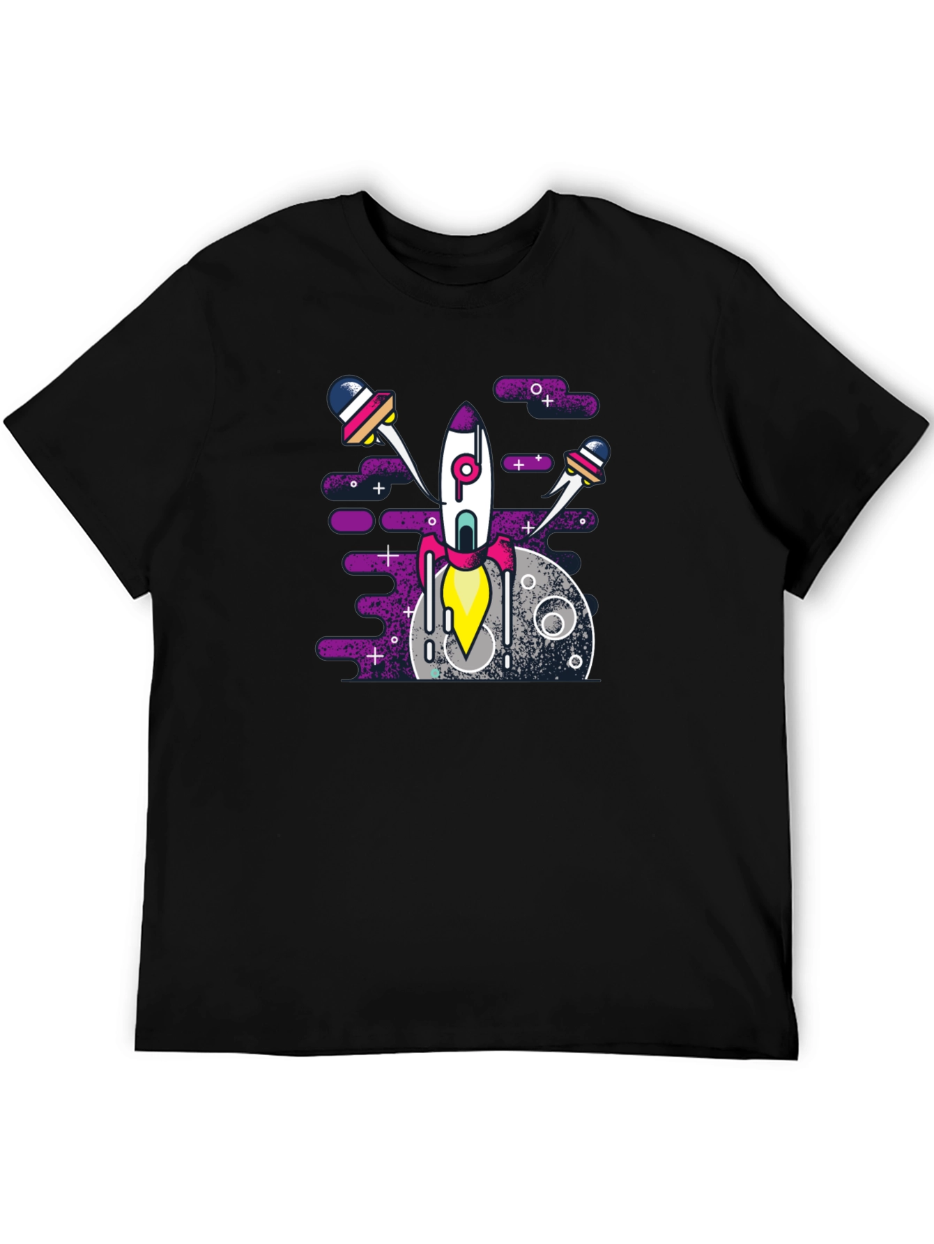 Black Rocket Launch Graphic Tee - Space Adventure Shirt view 5