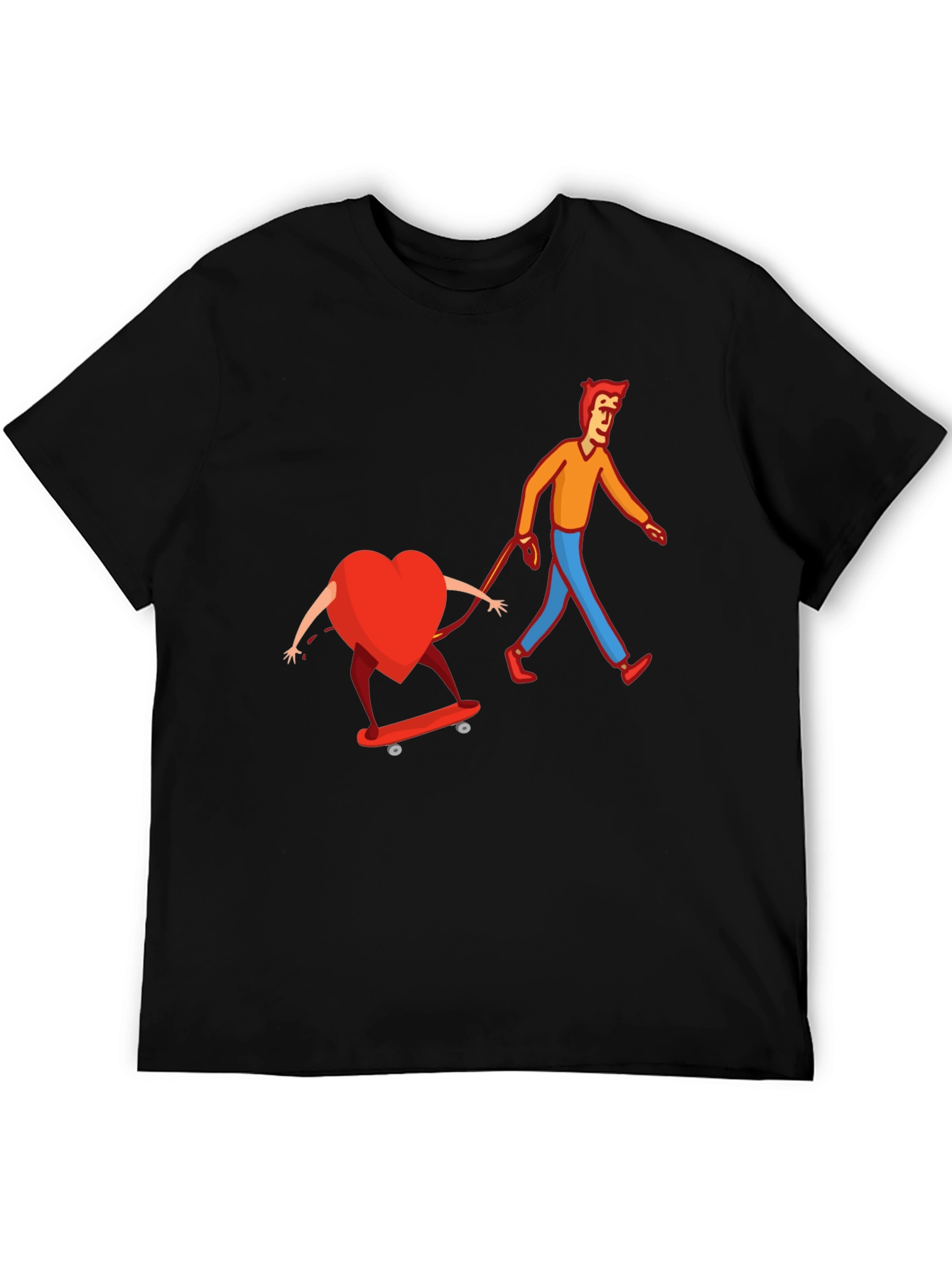 Black Heart on Skateboard Funny Graphic Tee view 5