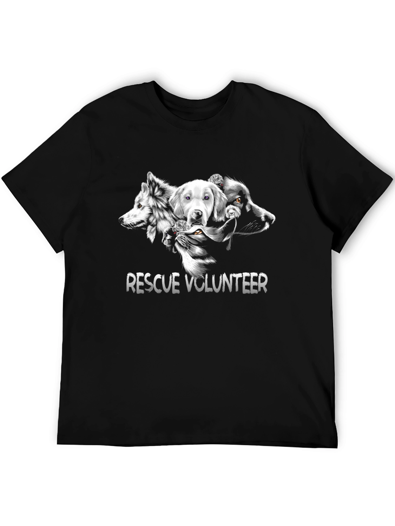 Black Rescue Volunteer Animal Lover T-Shirt view 5