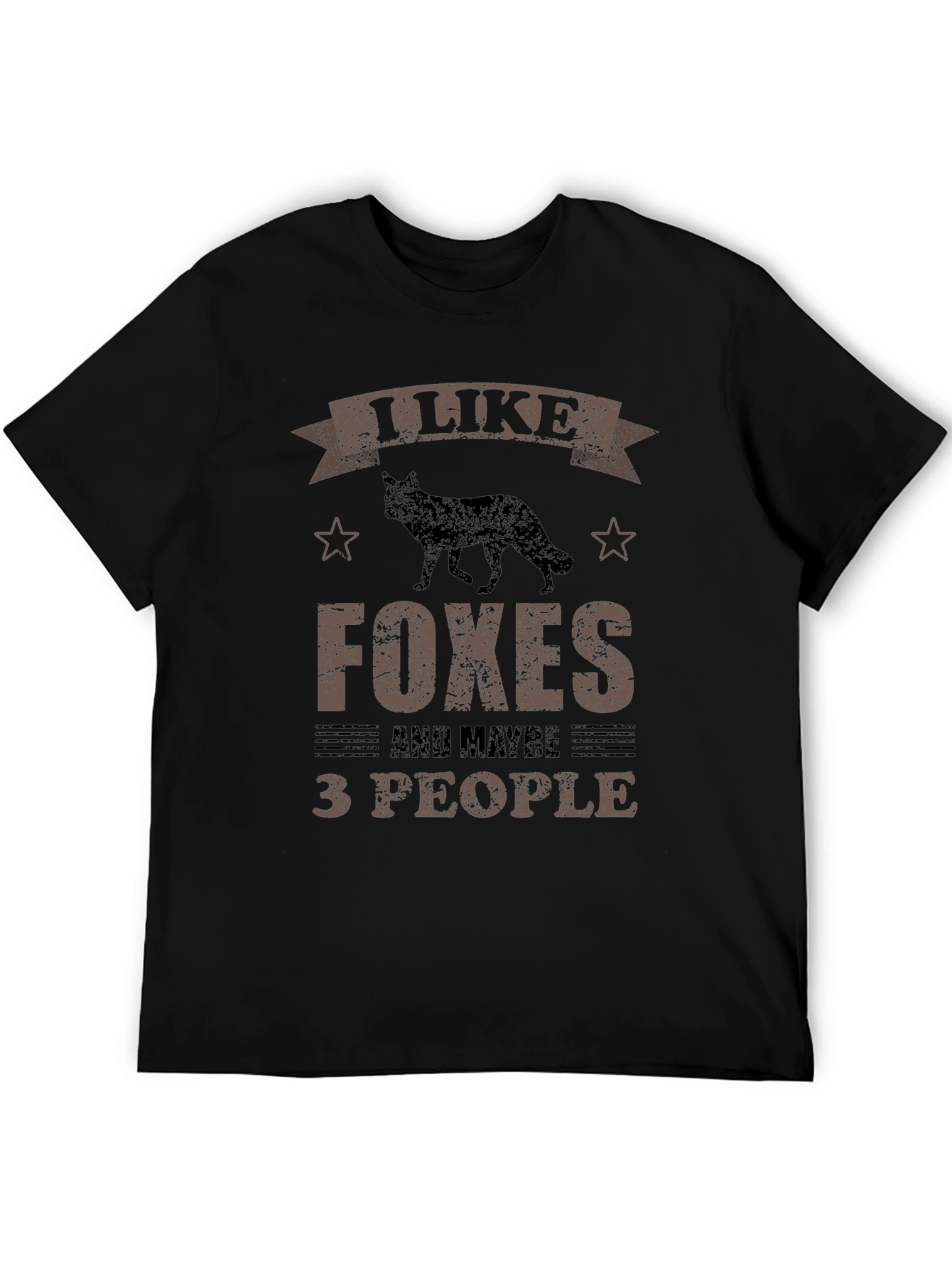 Black I Like Foxes and Maybe 3 People Funny Graphic T-Shirt view 5