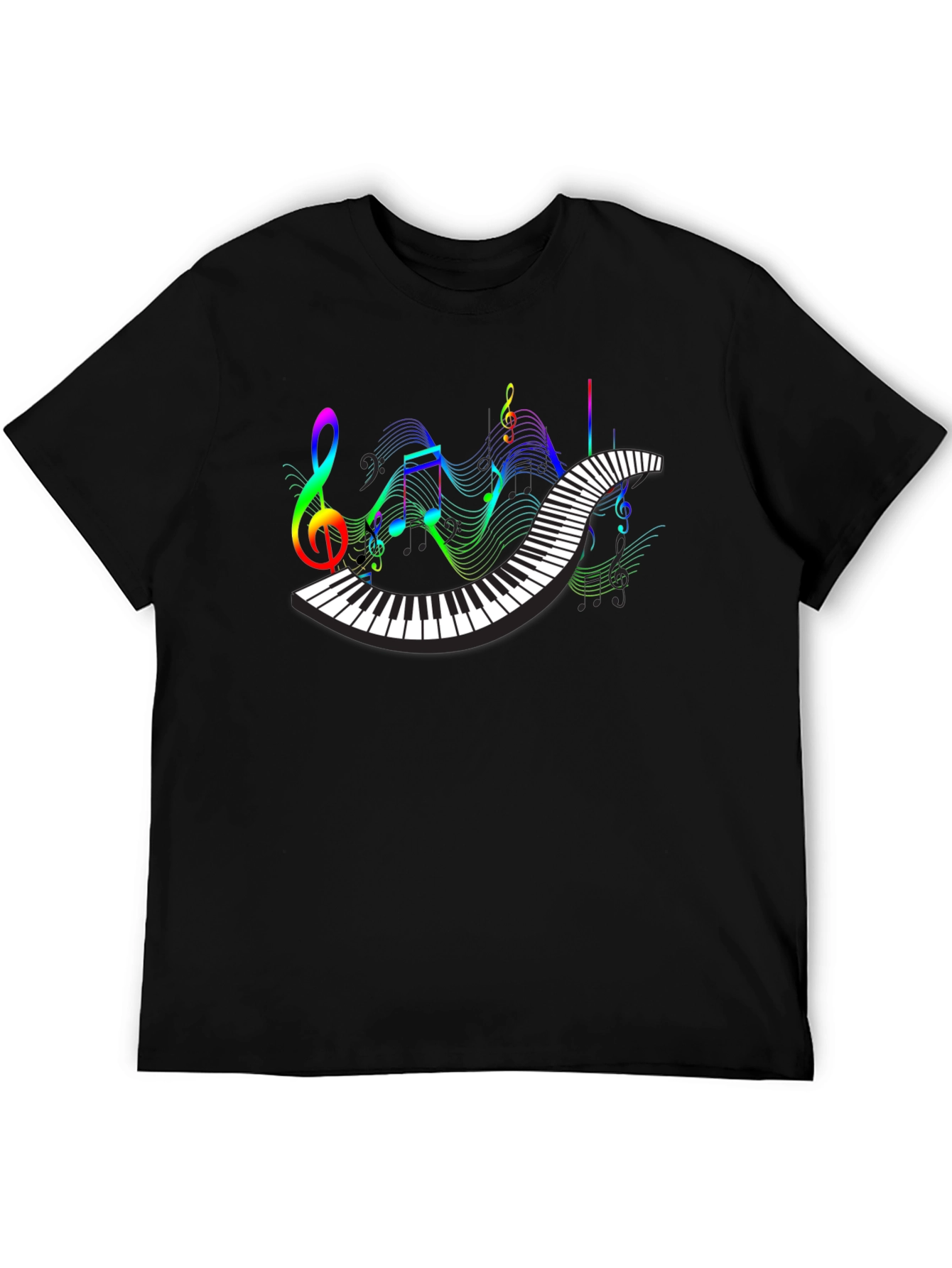 Black Music Lover's Piano Keys Graphic Tee view 5