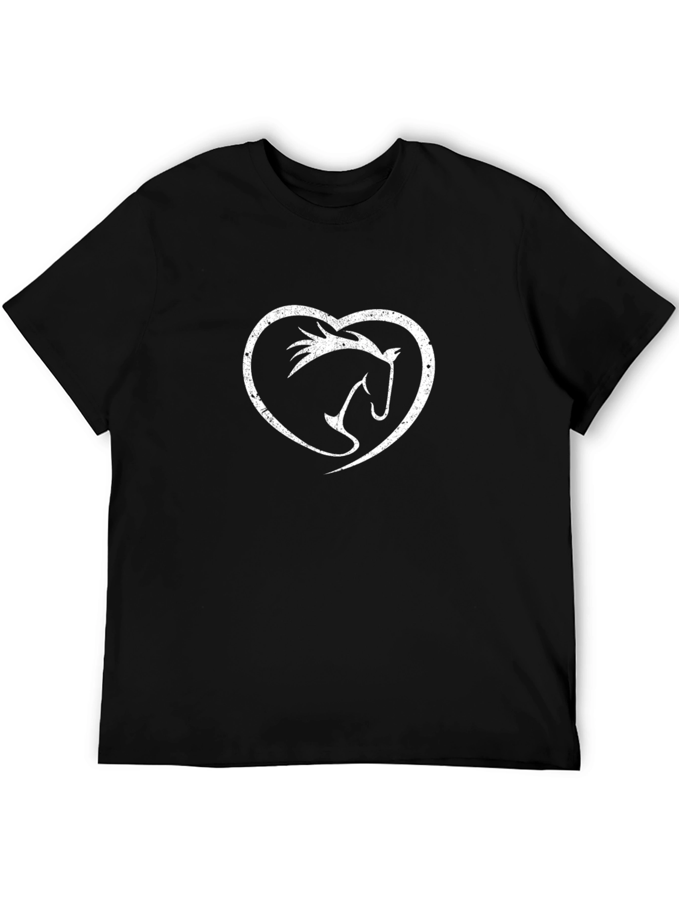 Black Horse Heart Graphic Tee - Black Unisex T-Shirt view 5