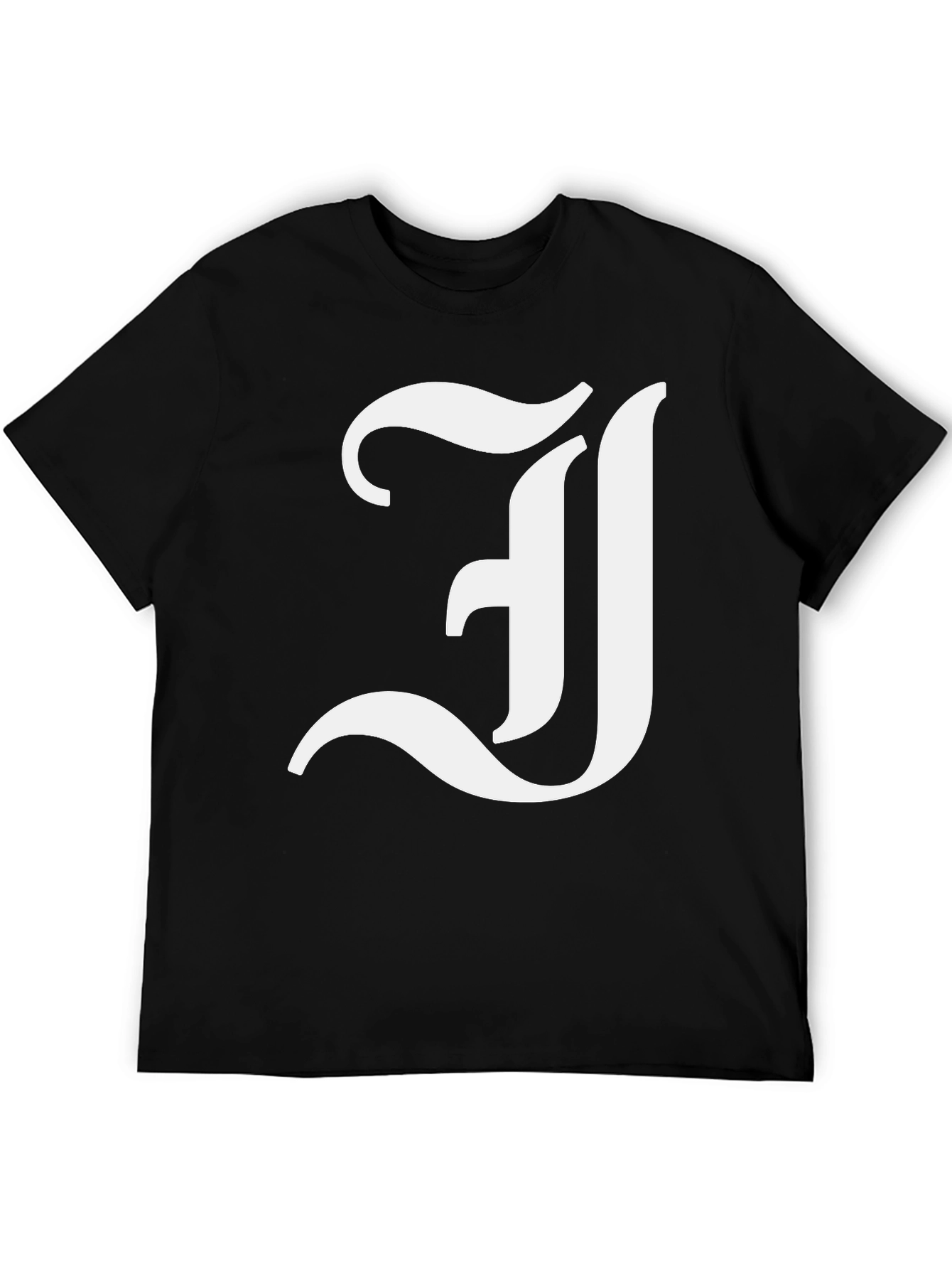 Black Letter J Graphic Tee - Black Cotton Blend Shirt view 5