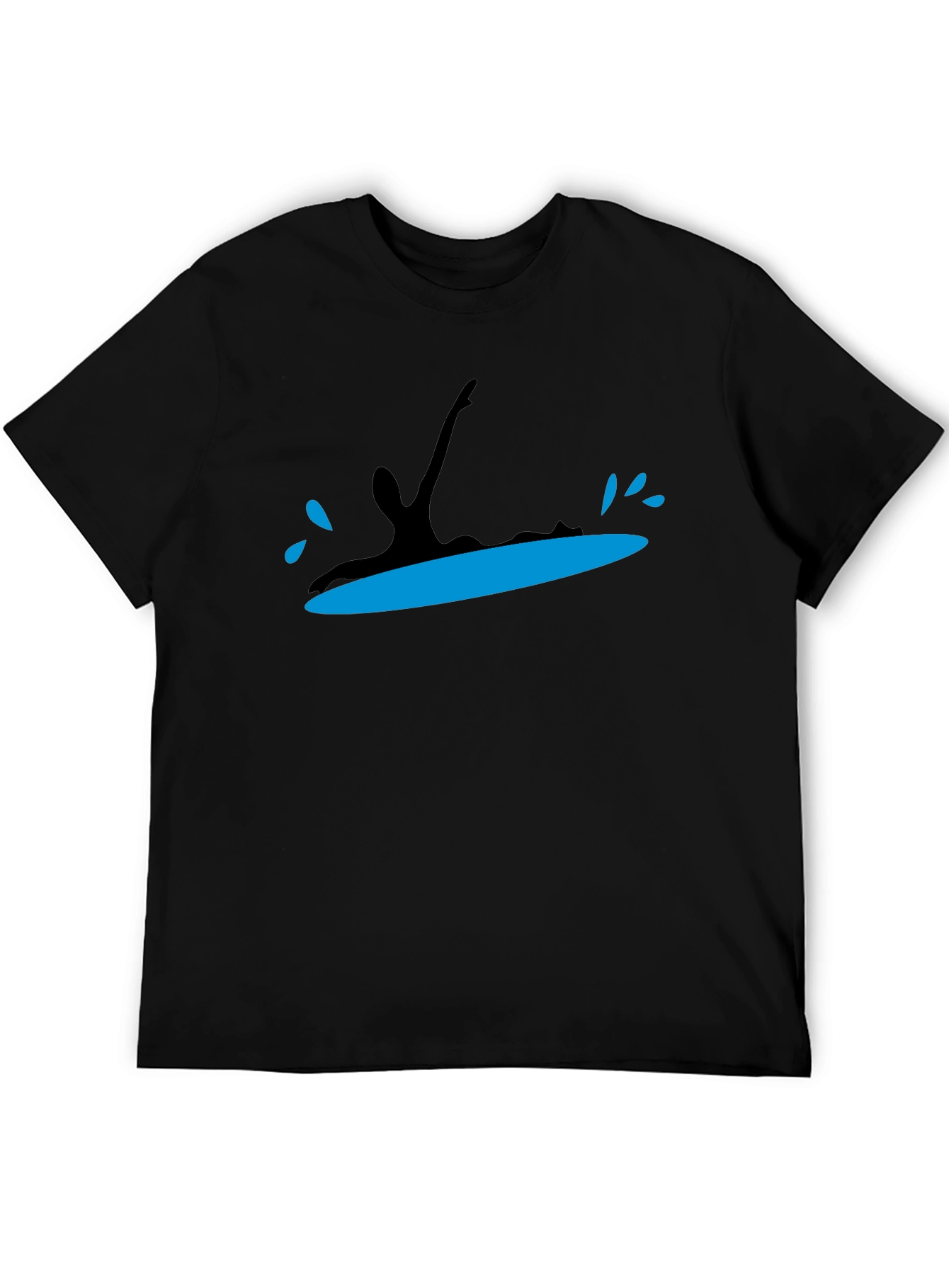 Black Surfing Silhouette Black T-Shirt view 5