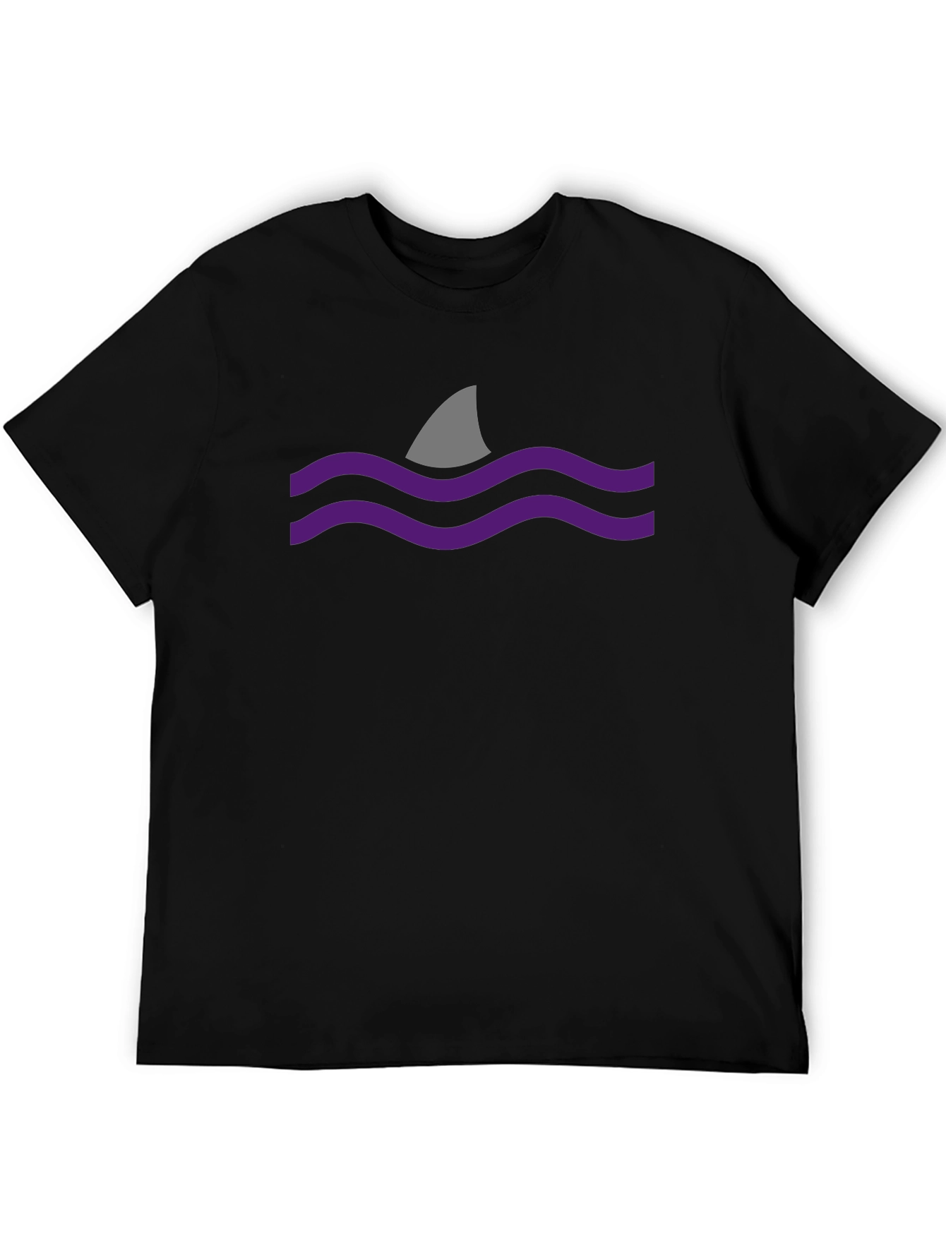 Black Shark Fin Waves Graphic Black T-Shirt view 5