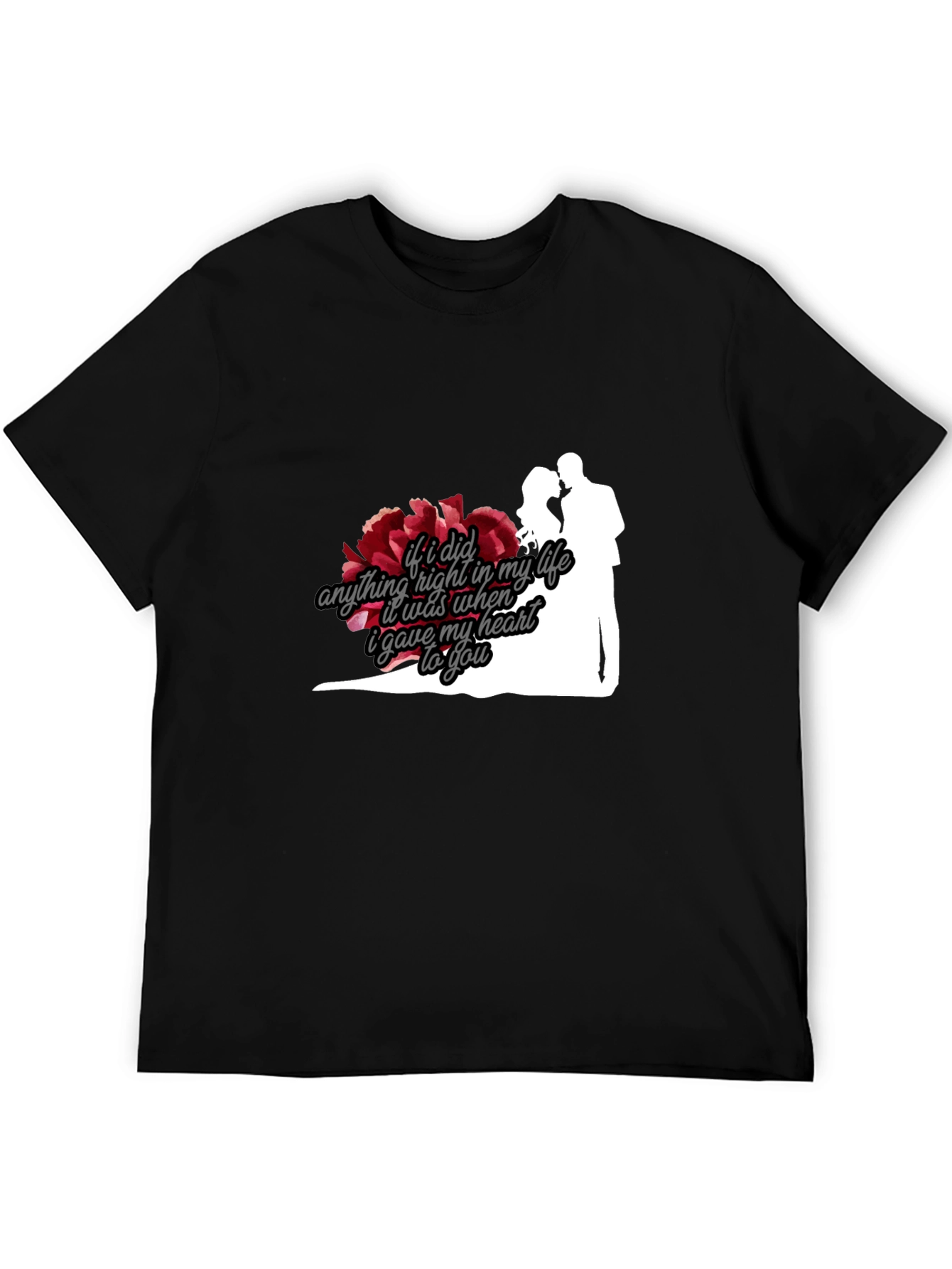 Black Romantic Couple Silhouette T-Shirt view 5