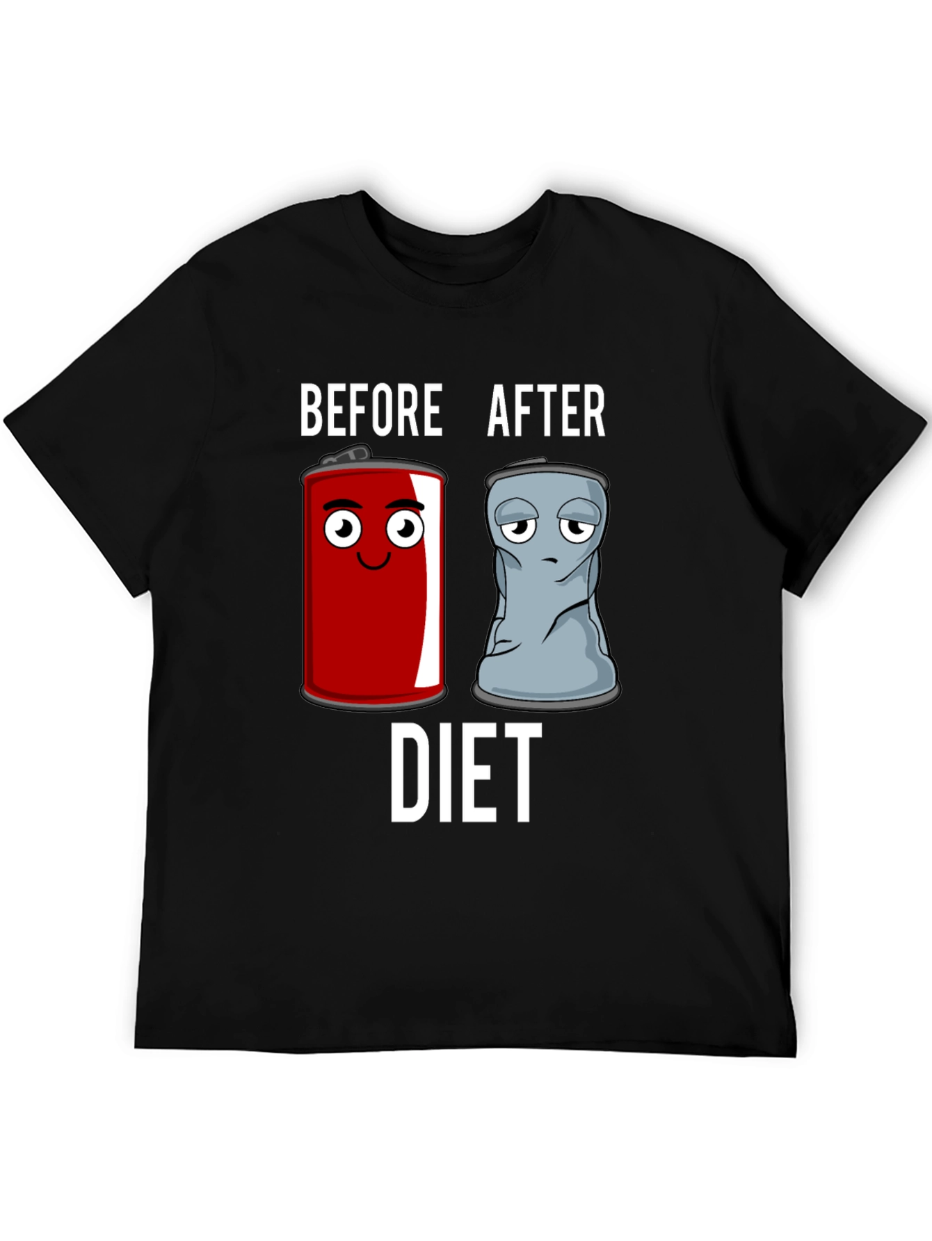 Black Before & After Diet T-Shirt - Humorous Graphic Tee view 5