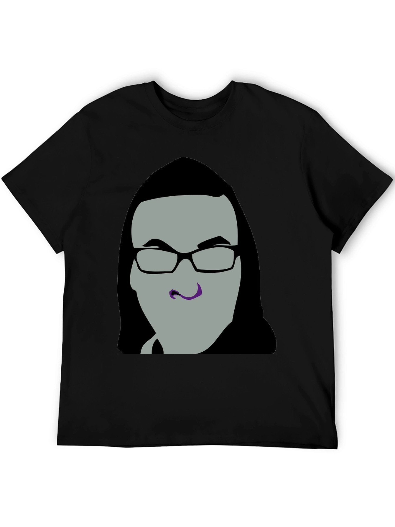 Black Graphic Tee - Man with Glasses view 5