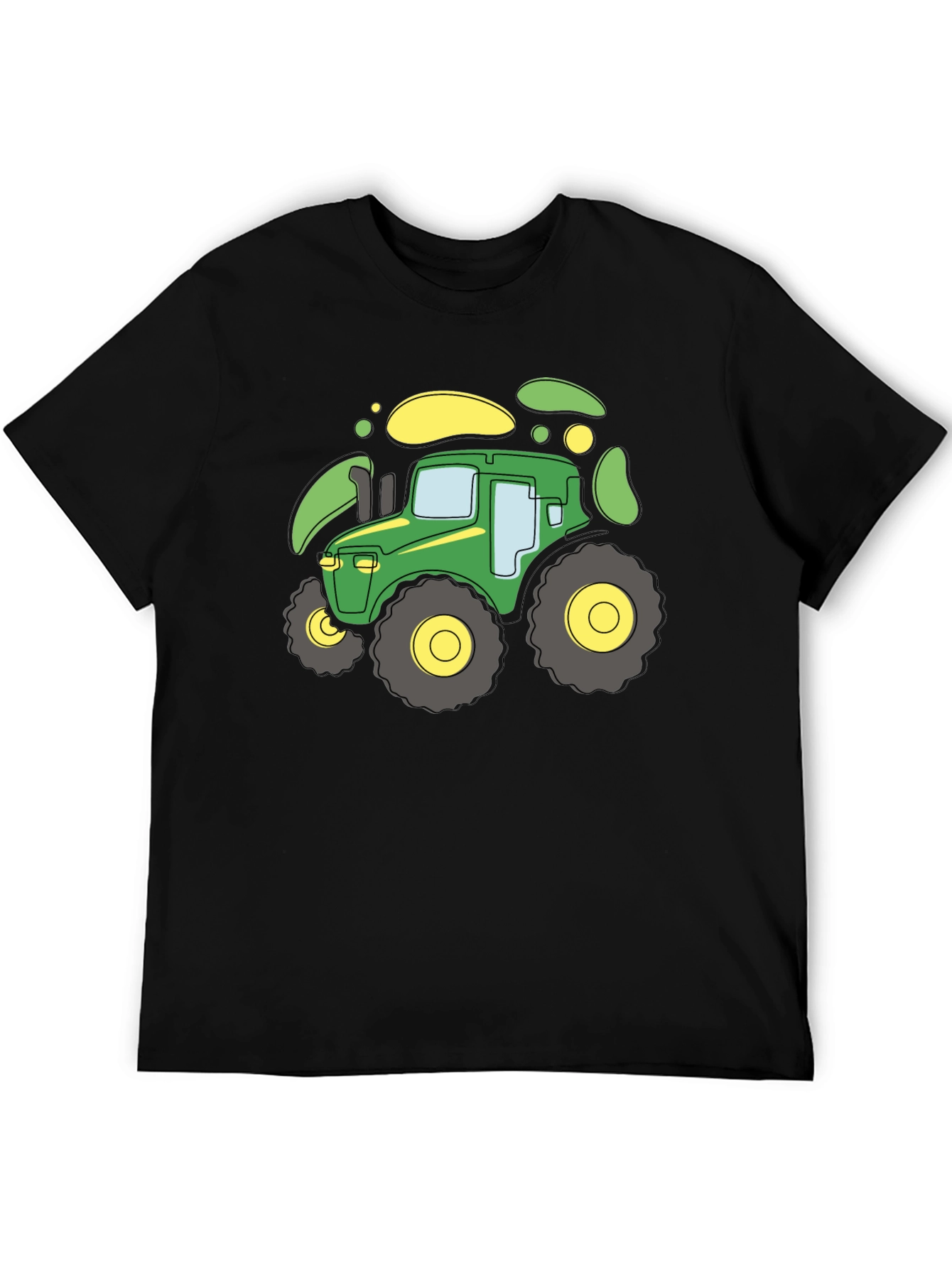 Black Cartoon Tractor Graphic T-Shirt - Black view 5