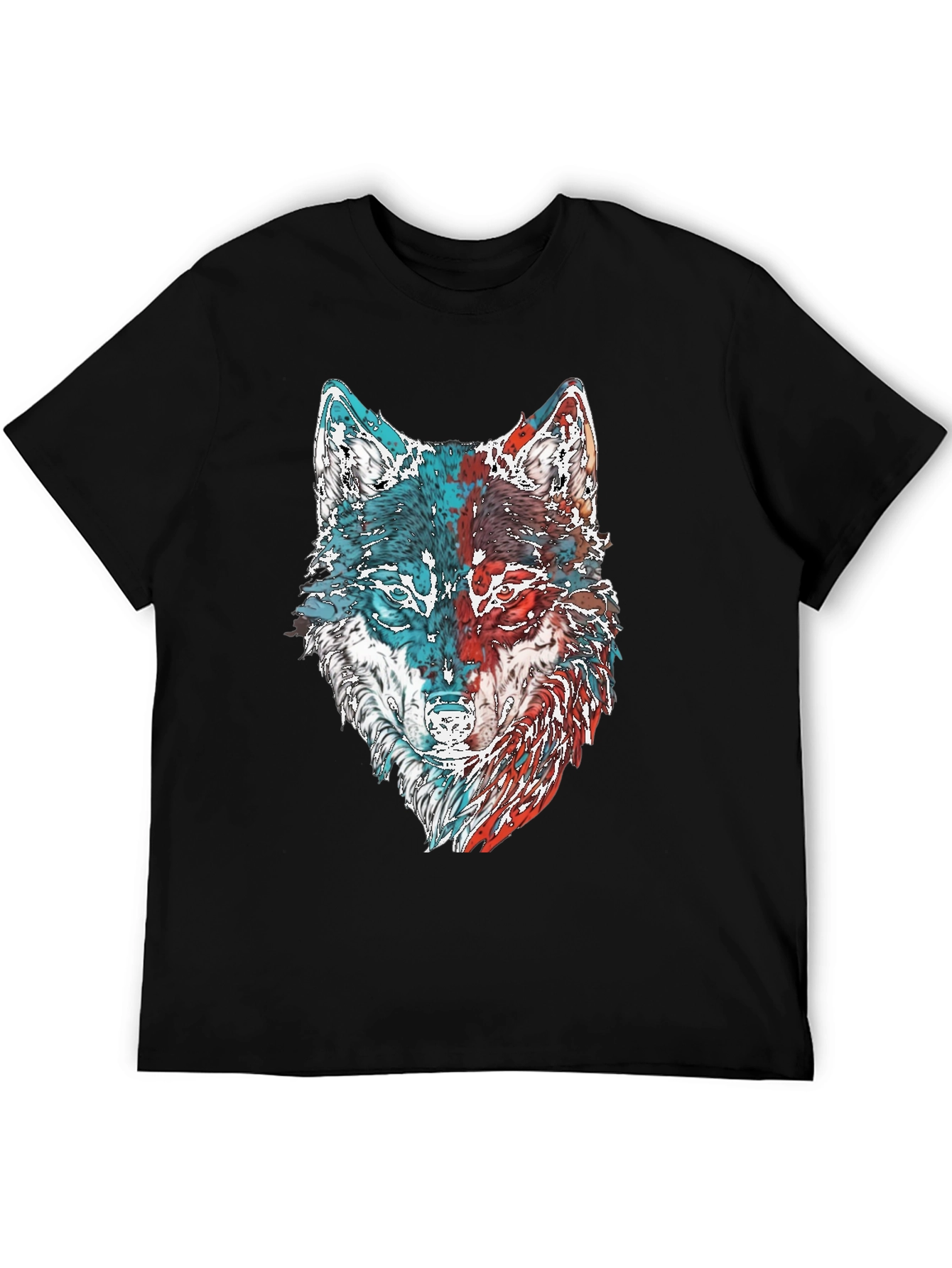 Black Wolf Graphic Print Men's T-Shirt view 5