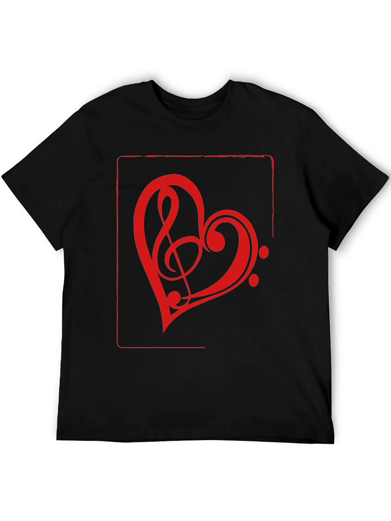 Black Music Heart Graphic Tee - Black view 5