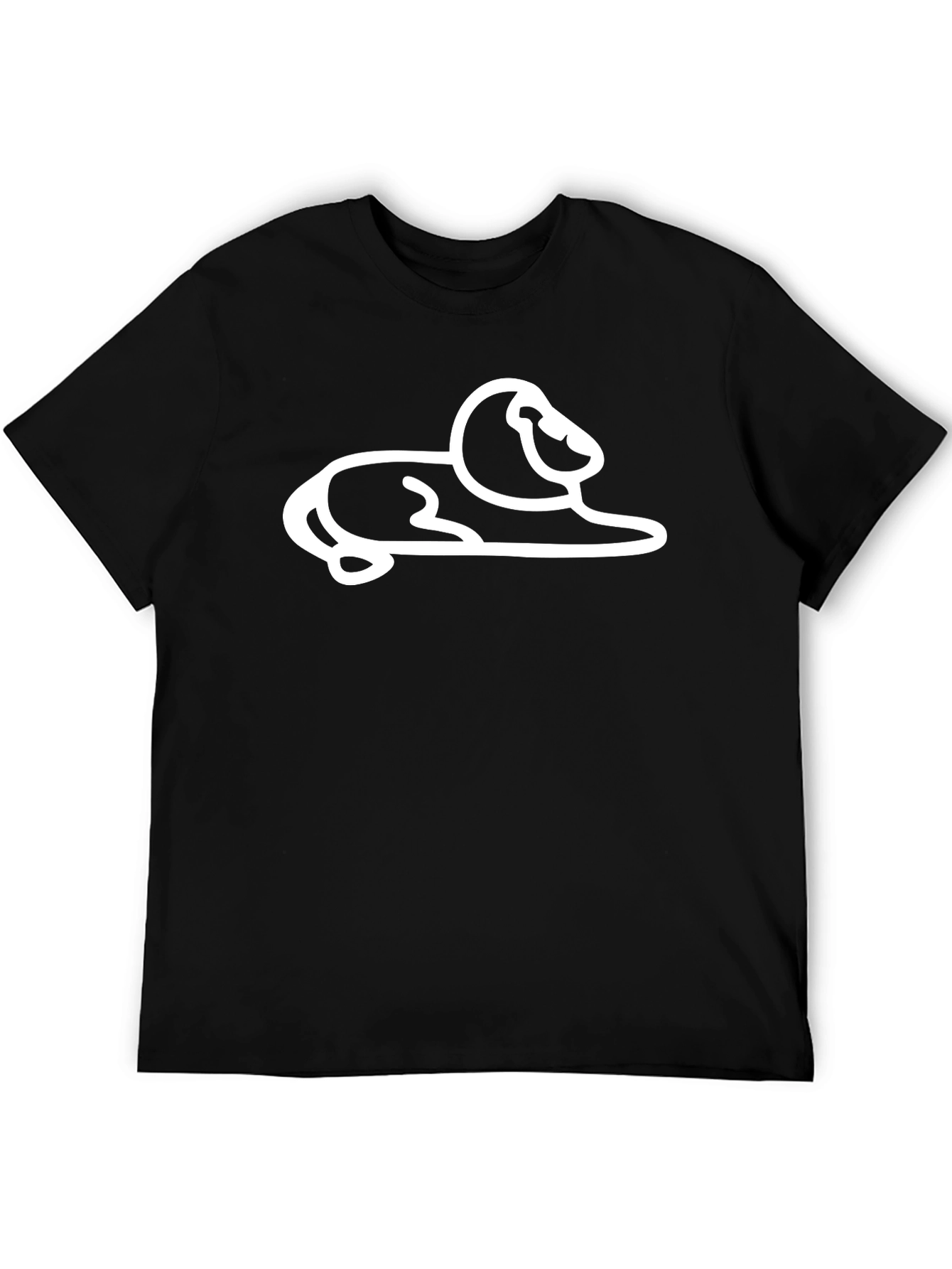 Black Lion Outline Black Tee - Cool Graphic T-Shirt view 5