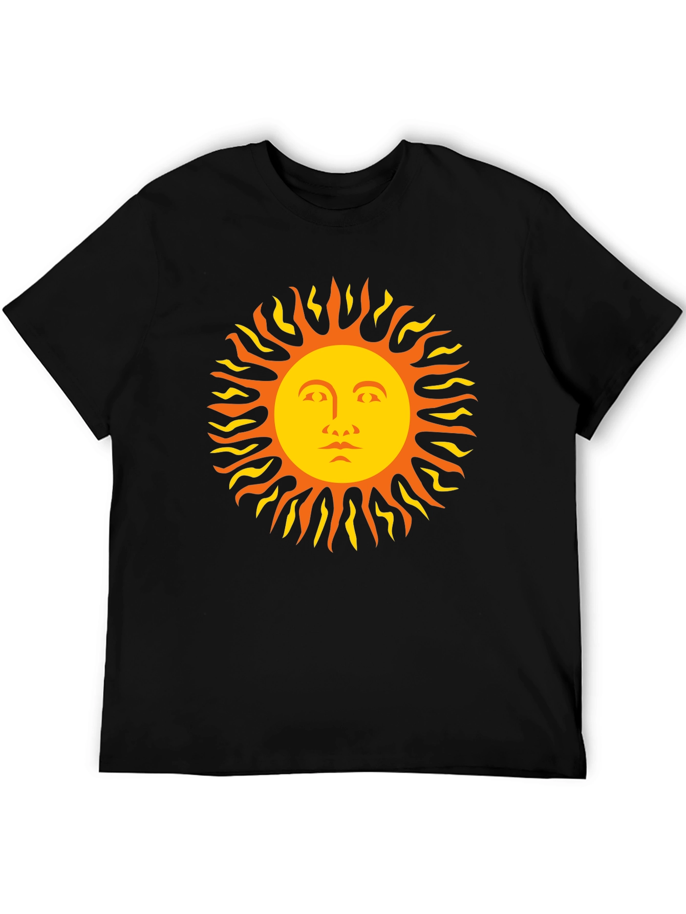 Black Sun Face Graphic Tee - Black Cotton T-Shirt view 5