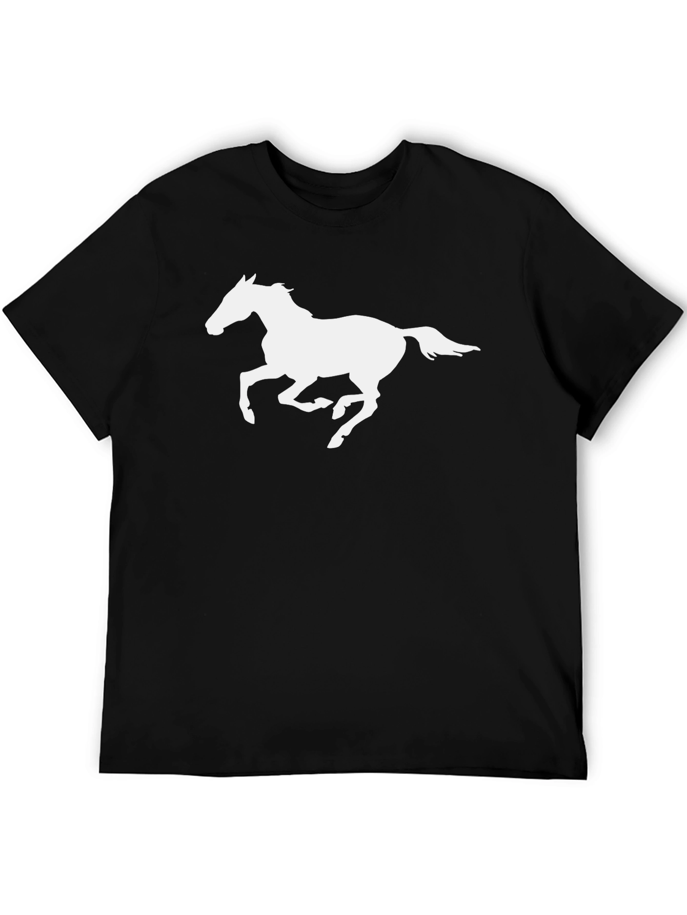 Black Black T-Shirt with White Horse Graphic view 5