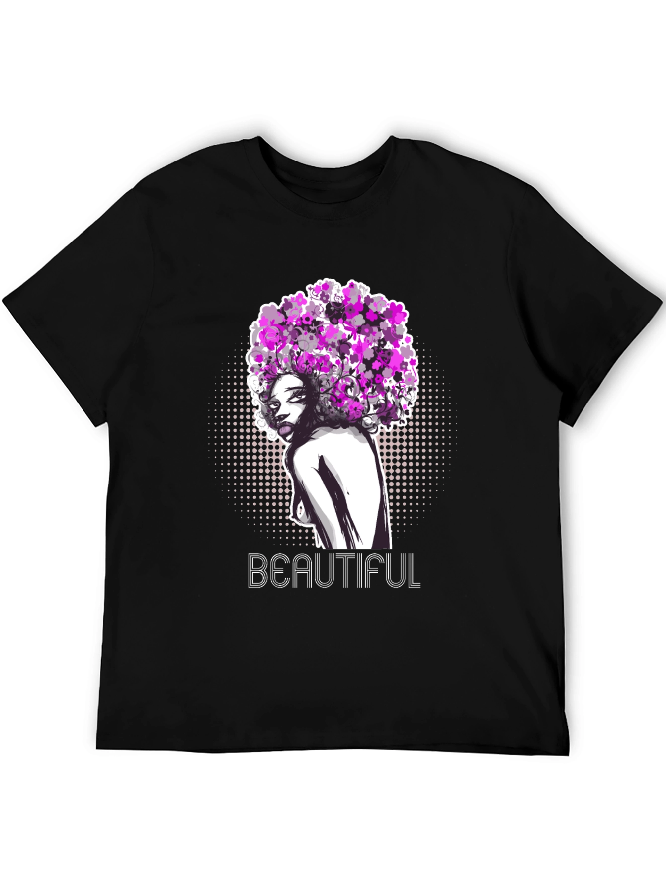 Black Beautiful Woman Graphic T-Shirt - Black view 5