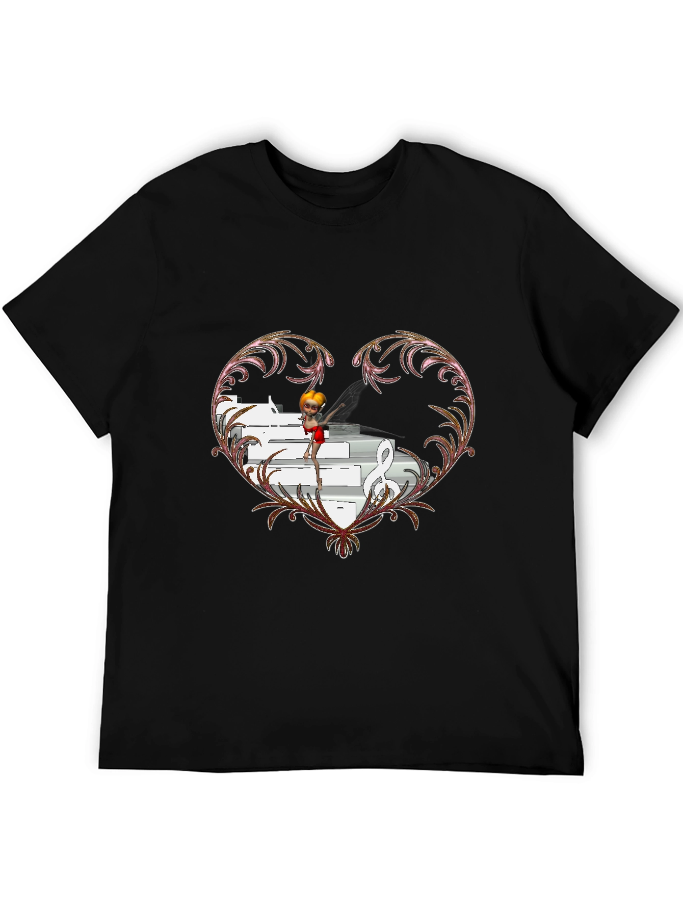 Black Musical Heart Graphic Tee - Unique Design view 5