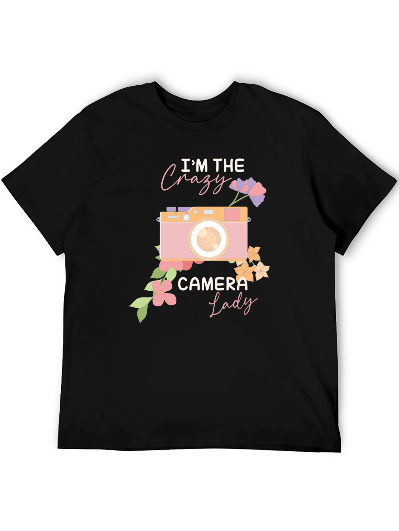 Black Crazy Camera Lady Graphic Tee view 5