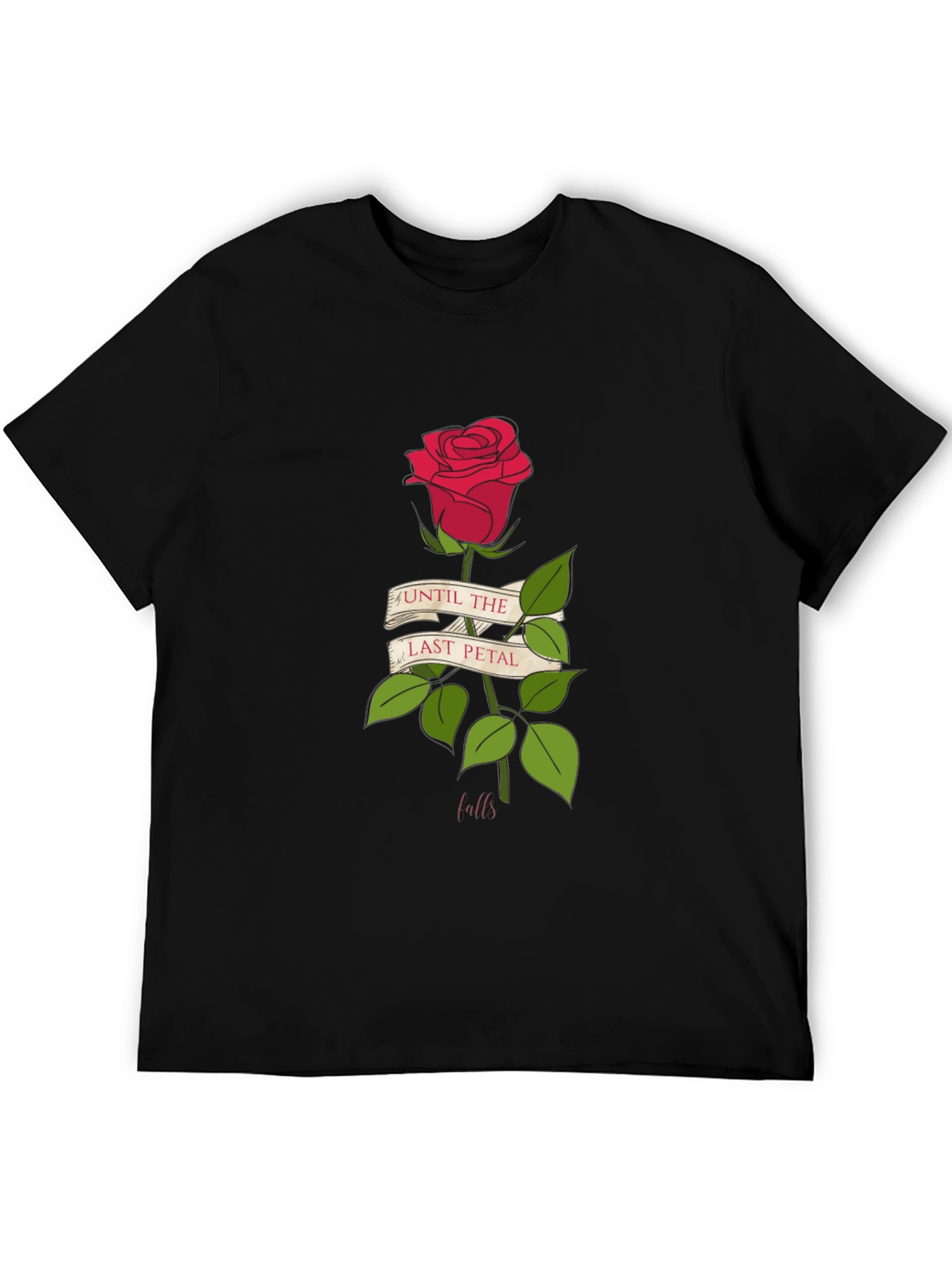 Black Until Last Petal Falls Rose Graphic Tee view 5