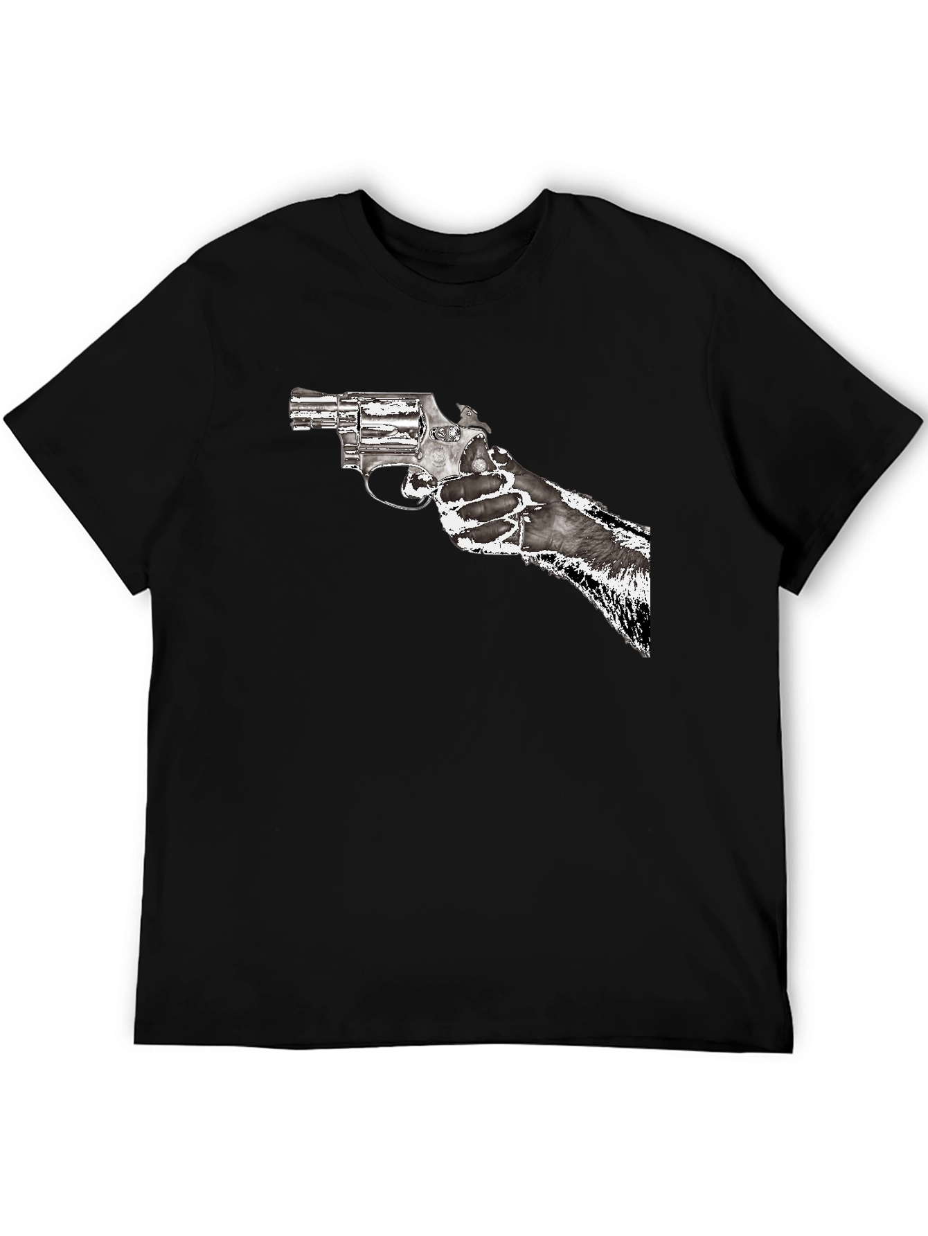 Black Gun Graphic T-Shirt - Black Cotton Blend view 5