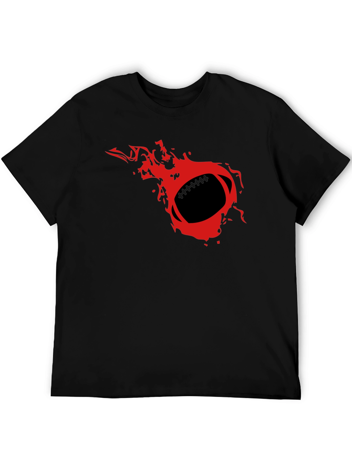 Black Flaming Football Graphic Tee - Black T-Shirt view 5