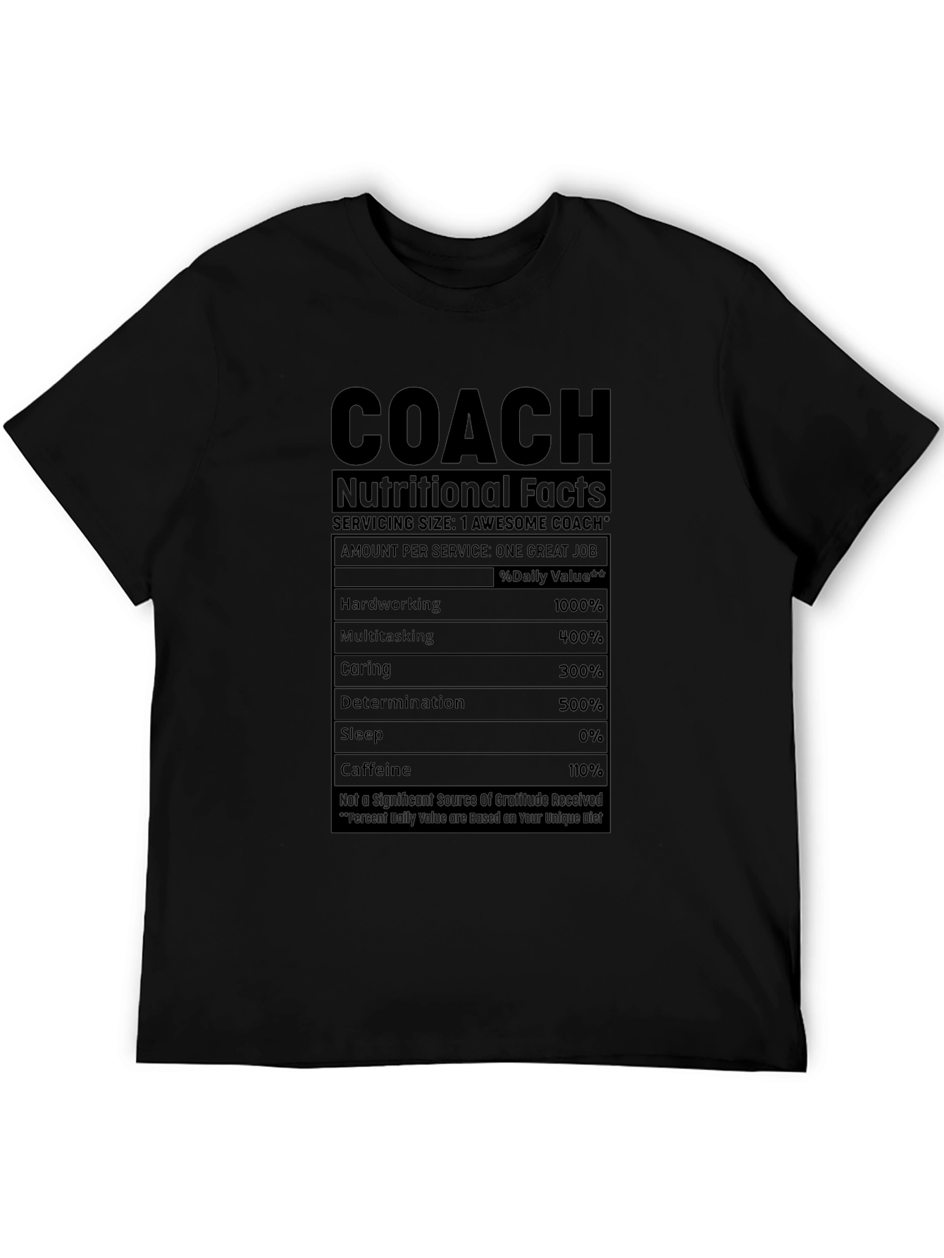 Black Awesome Coach Nutritional Facts T-Shirt view 5