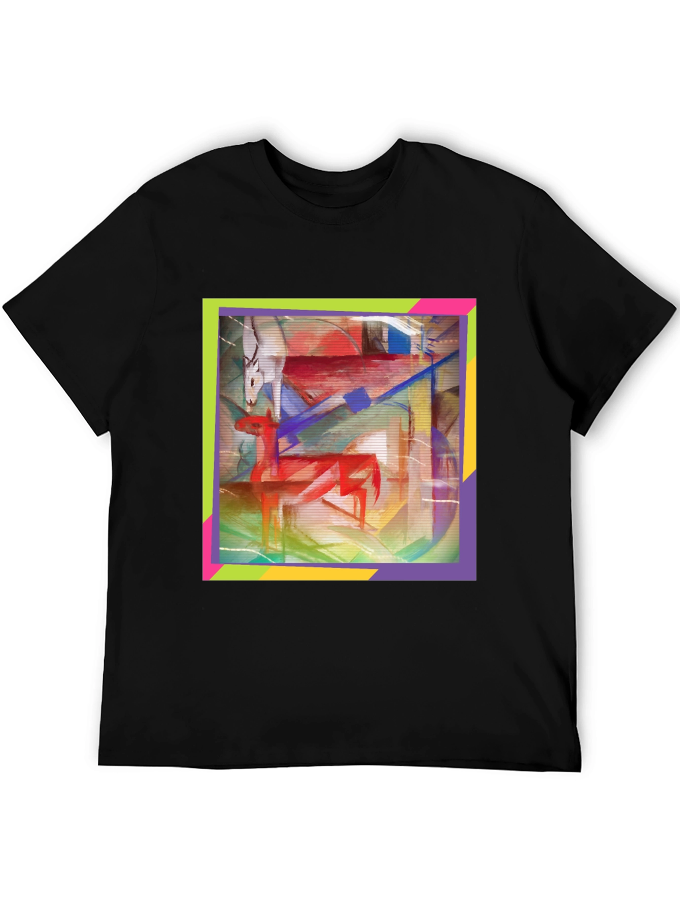 Black Abstract Deer Graphic Tee - Artistic Menswear view 5