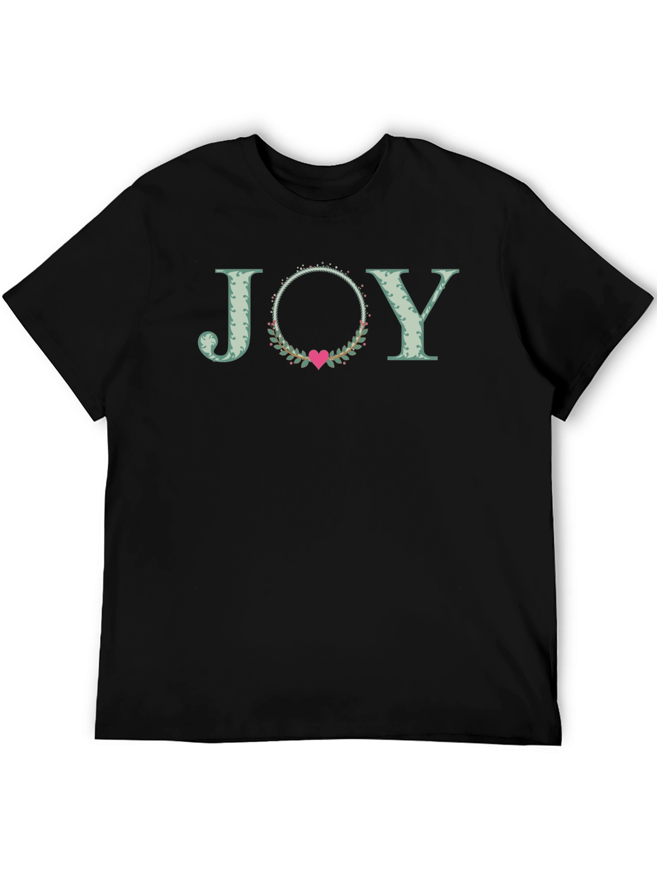 Black Joy Heart Wreath Graphic Tee - Black view 5