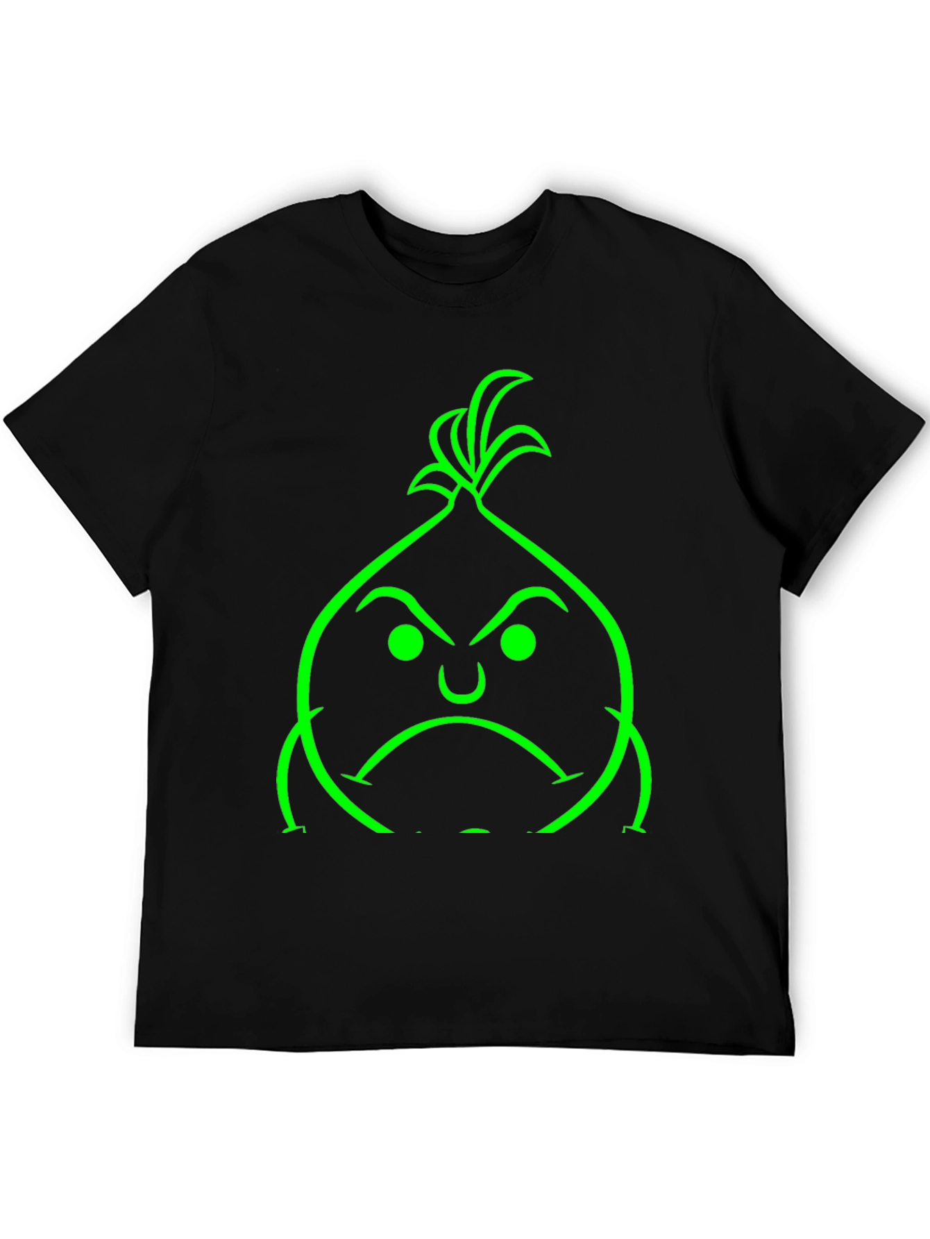 Black Grumpy Green Onion Graphic Tee - Black Cotton Blend view 5