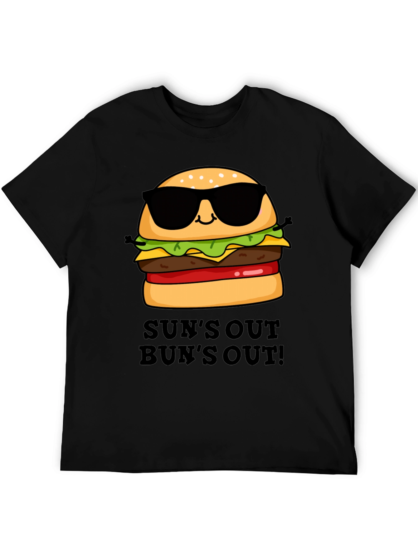 Black Sun's Out Bun's Out Burger Graphic Tee view 5