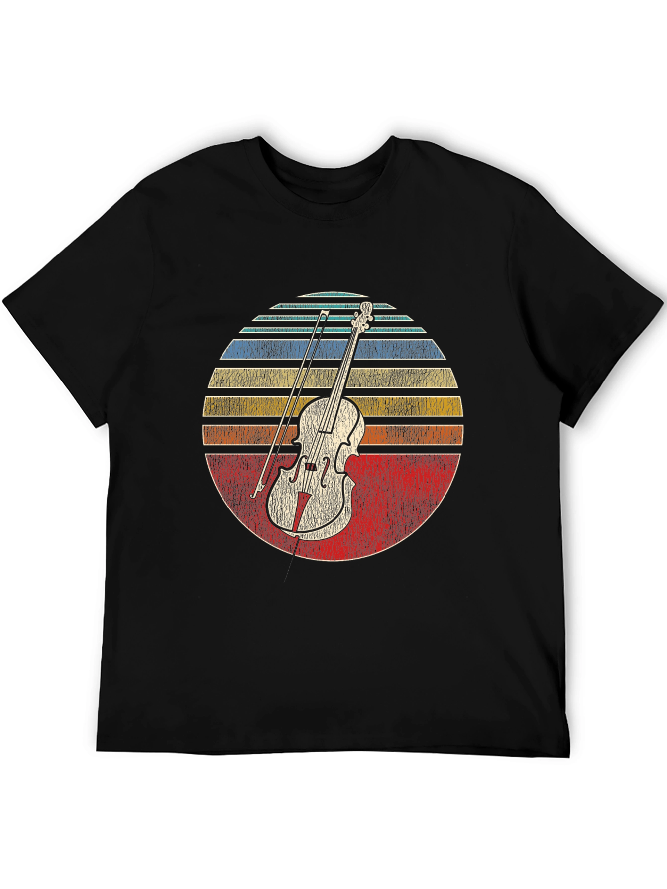 Black Vintage Violin Sunset Graphic Tee view 5