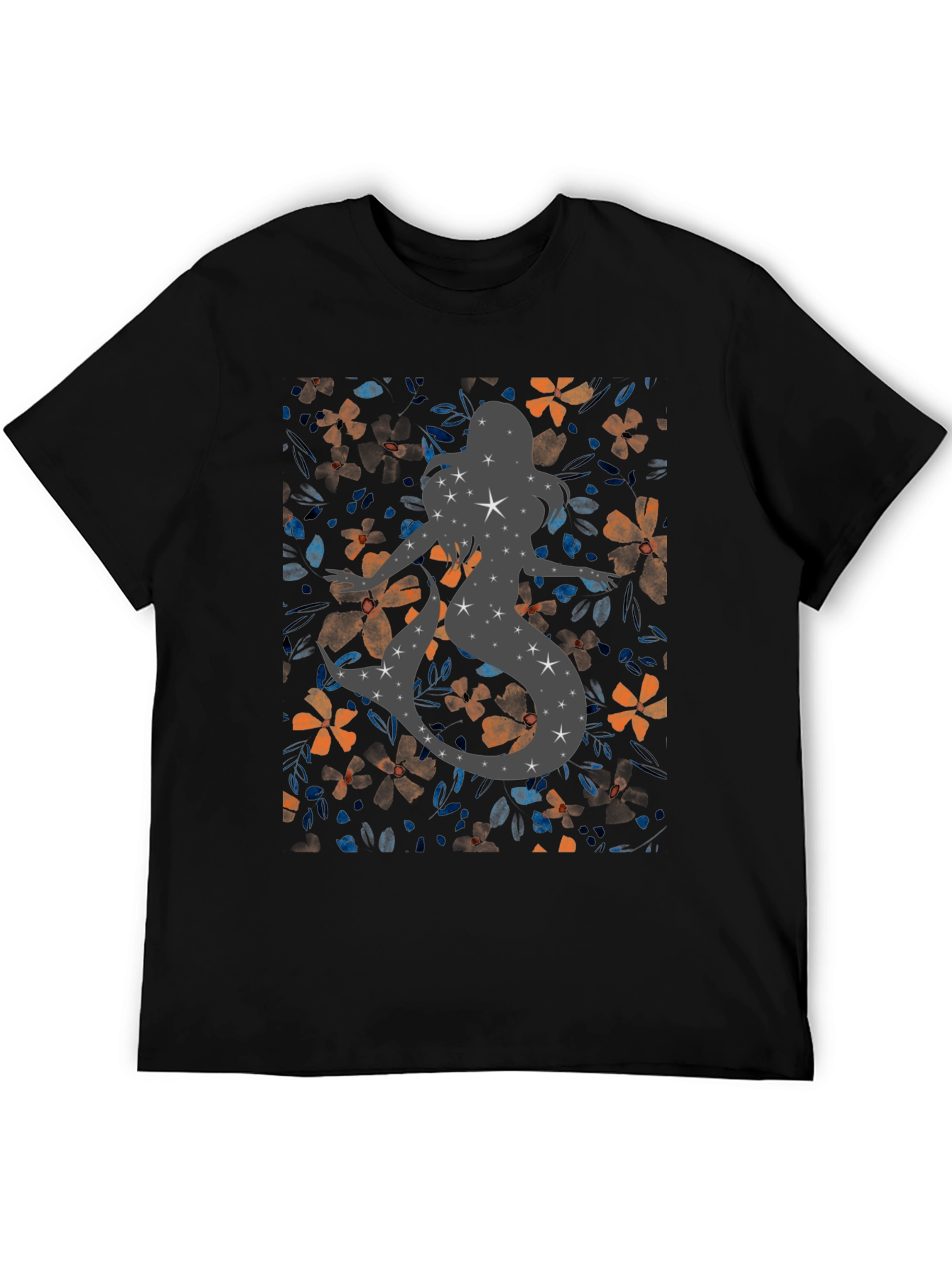Floral Mermaid Starry Silhouette T-Shirt - 5